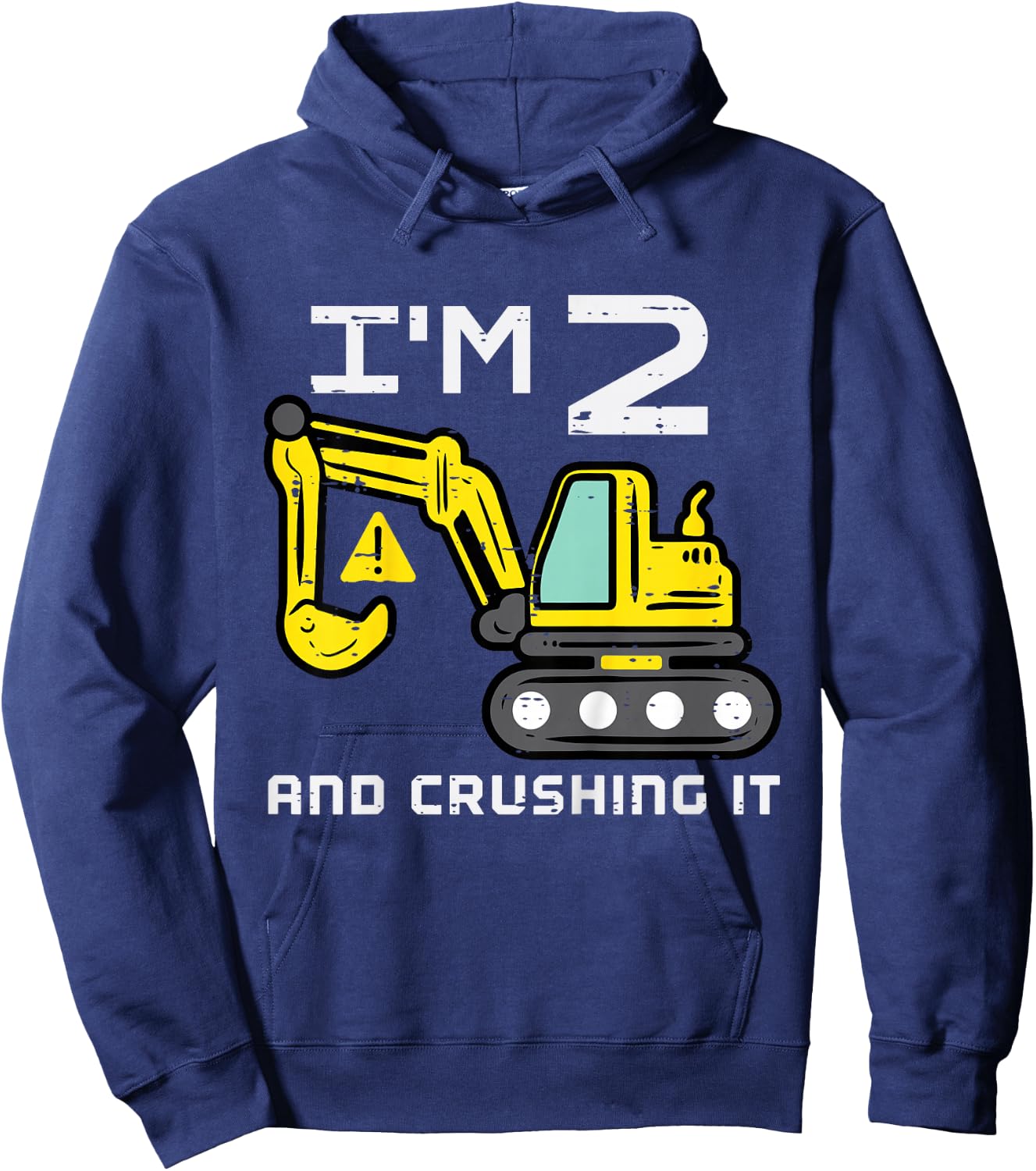 Kids Im 2 And Crushing It Excavator 2nd Birthday Boys Kid Toddler Hoodie - Hoodie | Navy
