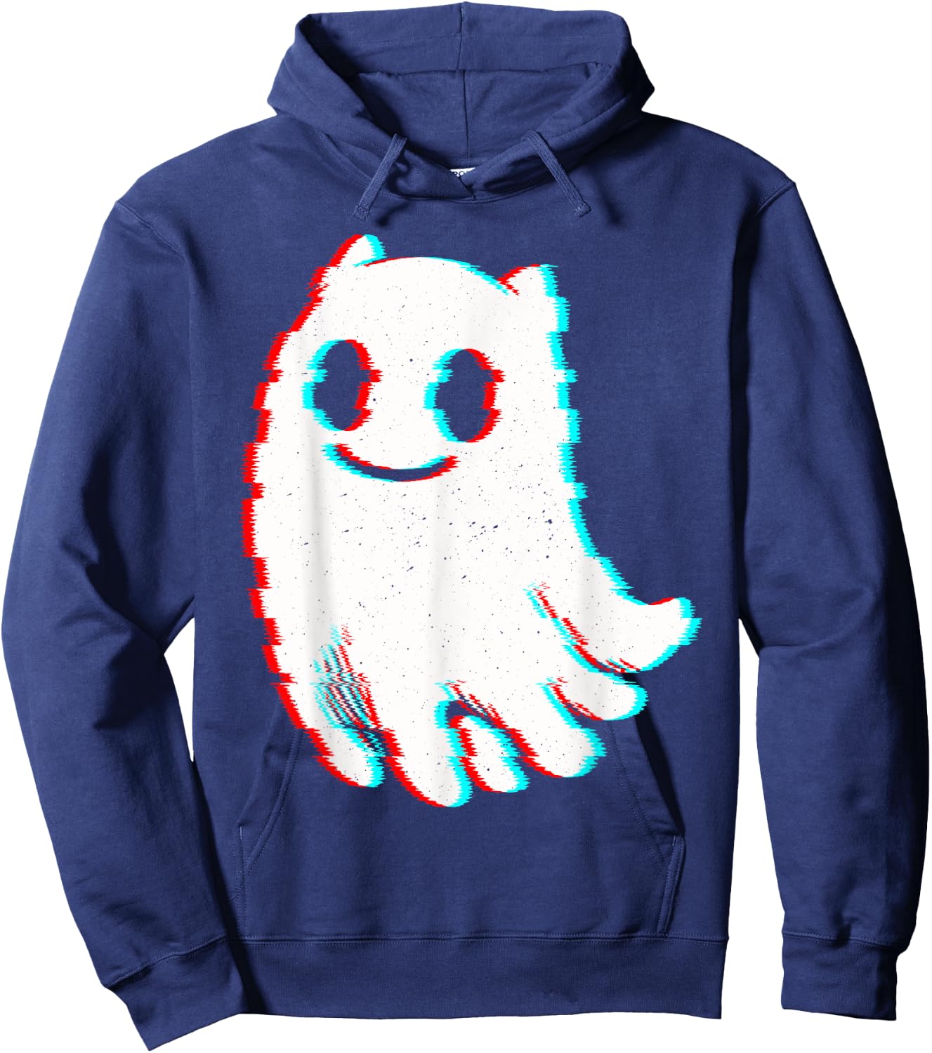 Funny Cat Ghost Vaporwave Outfit Techno Rave EDM Music Hoodie - Hoodie | Navy