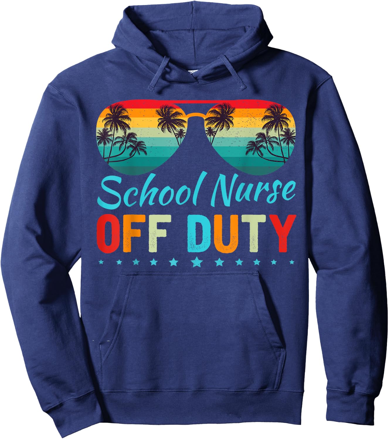 School Nurse Off Duty Sunglasses Beach Sunset Teacher Hoodie - Hoodie | Navy