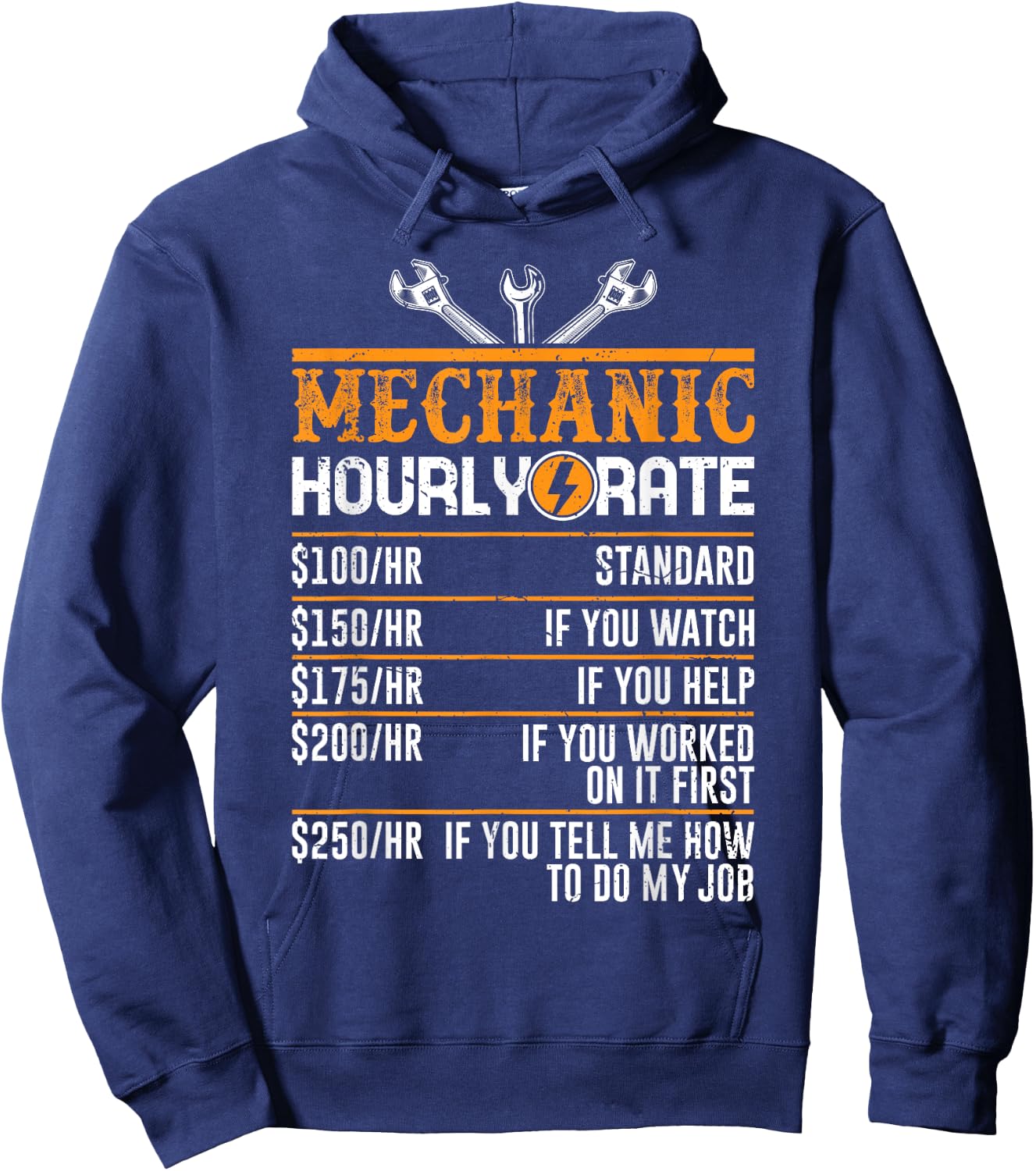 Best Mechanic Gifts Hourly Rate Mechanics Men's Funny Mechanic Black Small Hoodie - Hoodie | Navy