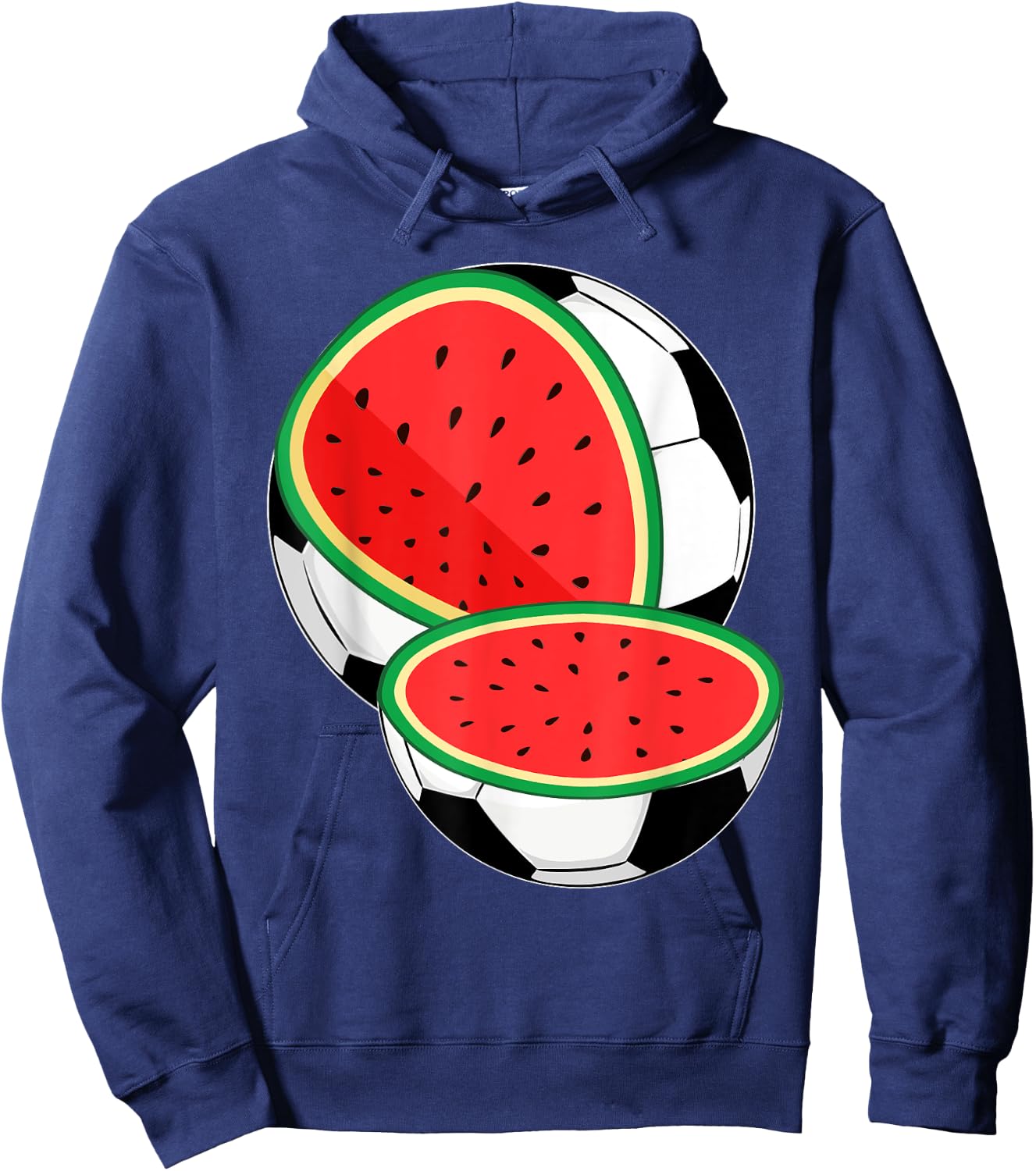 Funny Watermelon Soccer Ball Tropical Melon Summer Vibes Men Hoodie - Hoodie | Navy