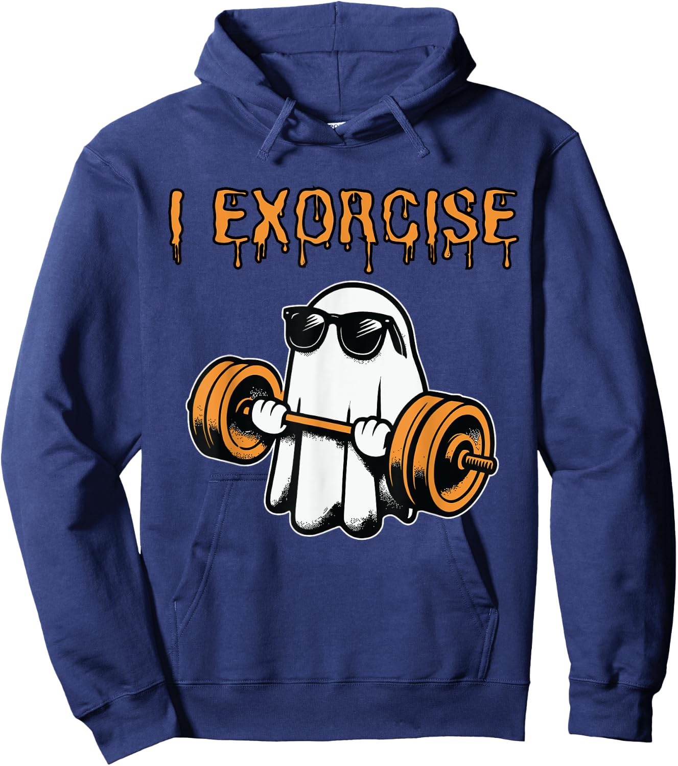 ghost I exorcise funny gym exercise workout spooky Halloween Hoodie - Hoodie | Navy