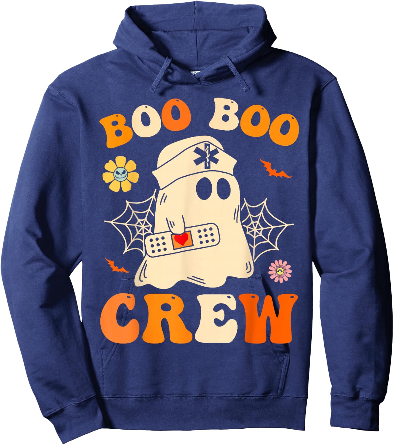 Boo Boo Crew Nurse Shirt Funny Ghost Retro Halloween Nurse Hoodie - Hoodie | Navy