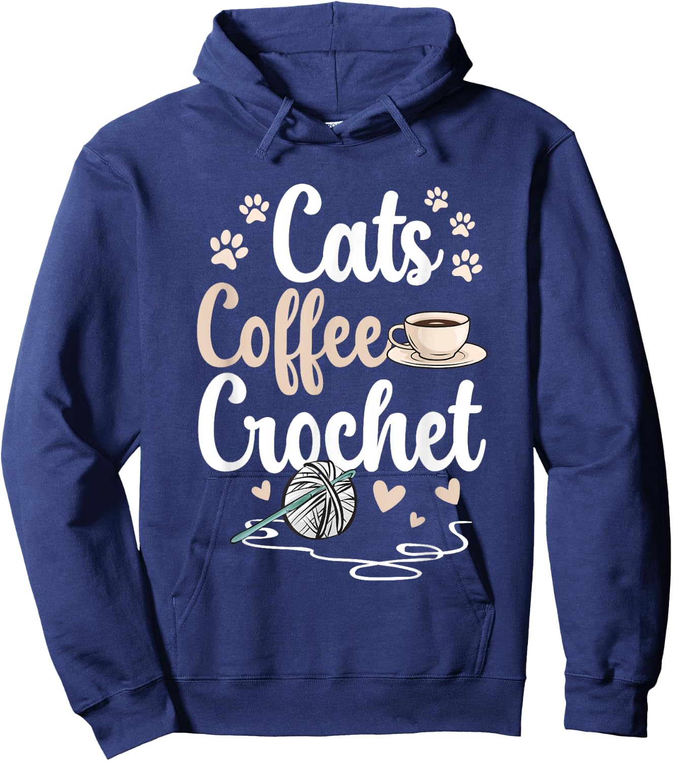 Cats Coffee Crochet Crocheter Crocheting Hoodie - Hoodie | Navy