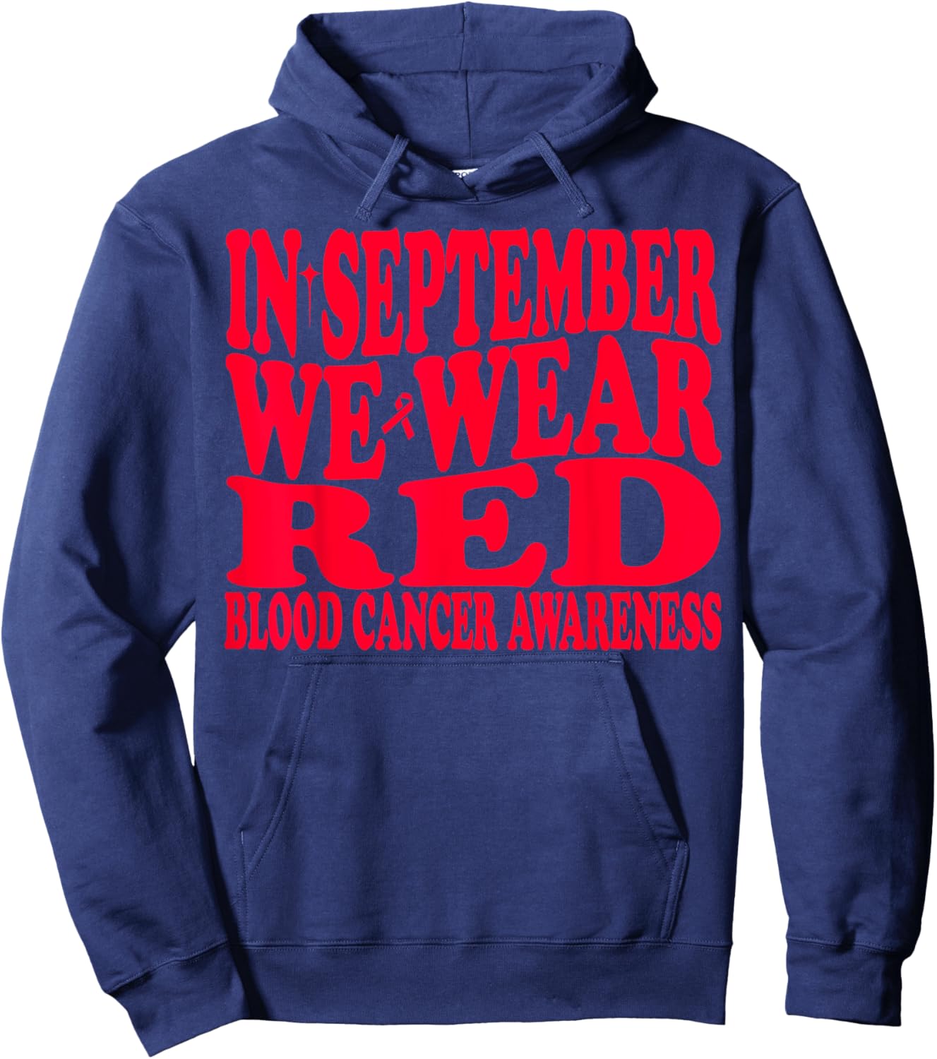 In September We Wear Red Blood Cancer Awareness Groovy Hoodie - Hoodie | Navy