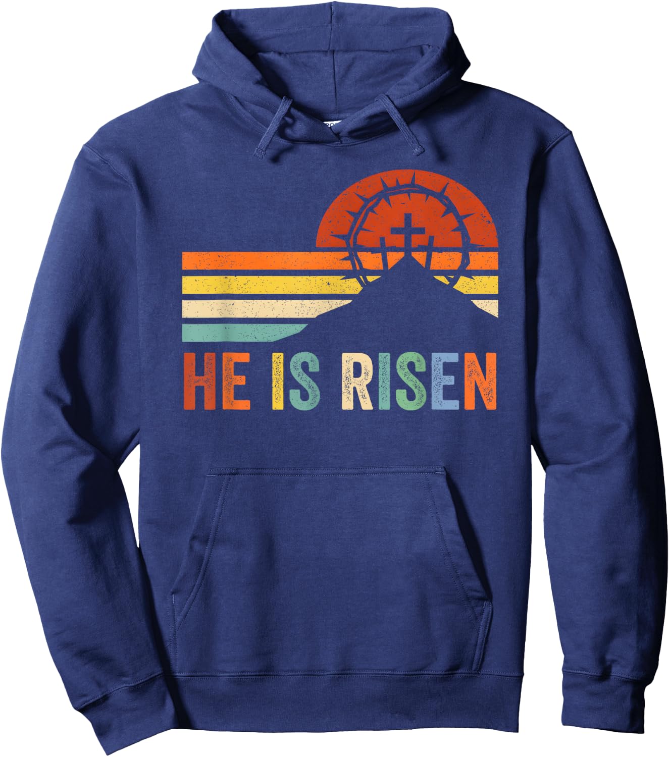 He Is Risen Cross Jesus Religious Easter Day Christians Hoodie - Hoodie | Navy