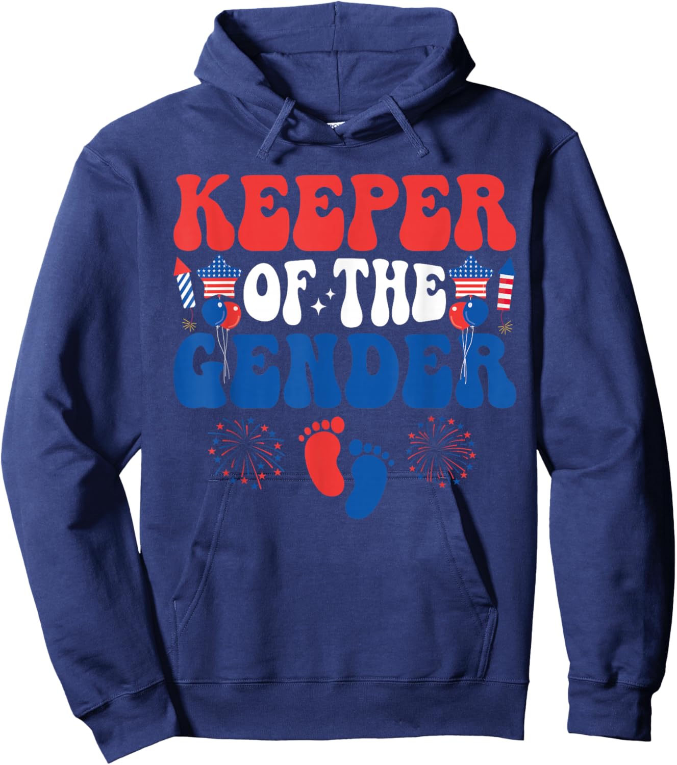 Keeper Of The Gender 4th Of July Gender Reveal family Party Hoodie - Hoodie | Navy