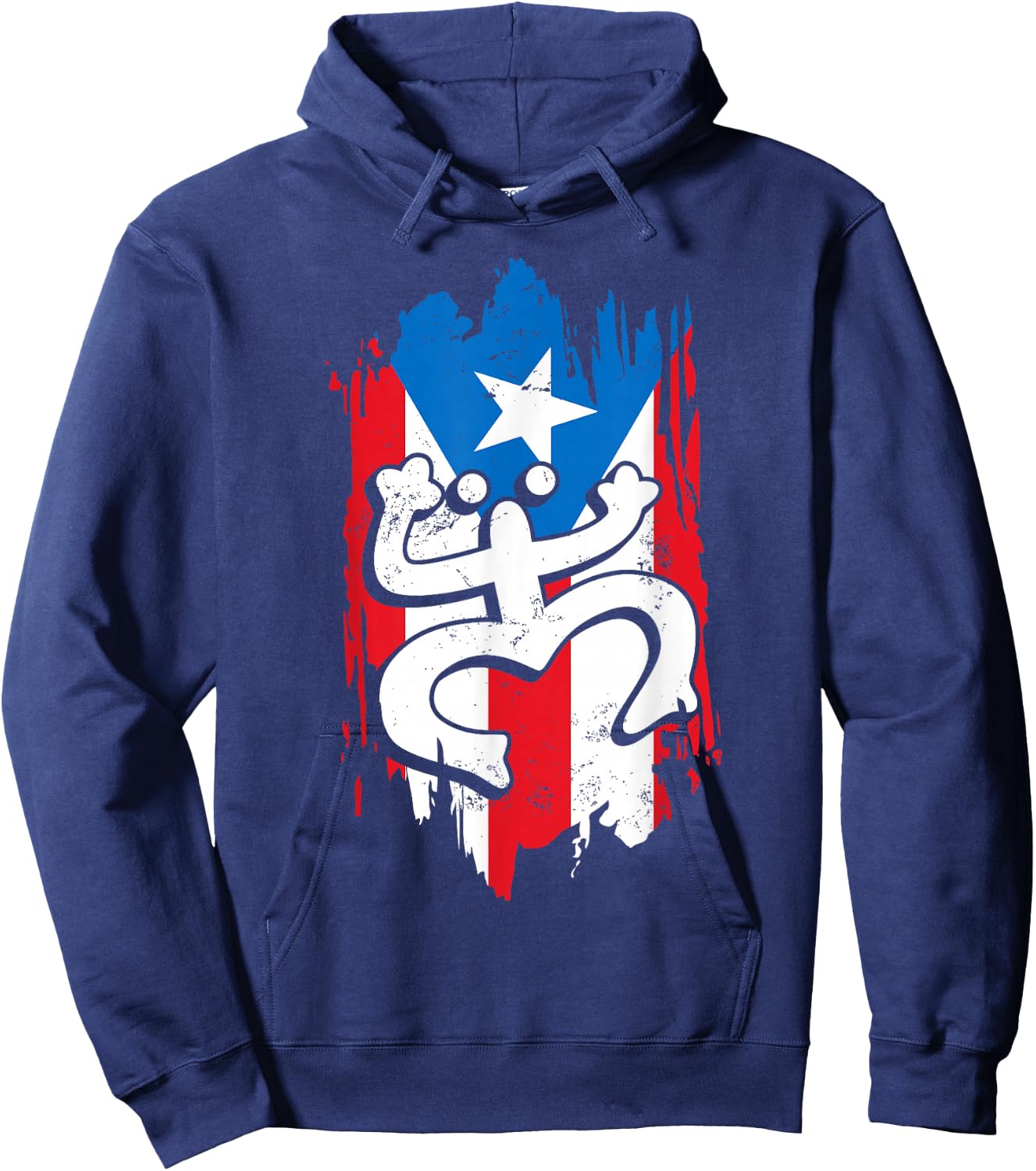 Puerto Rico Coqui Taino Symbol Puerto Rican Flag Frog Retro Hoodie - Hoodie | Navy
