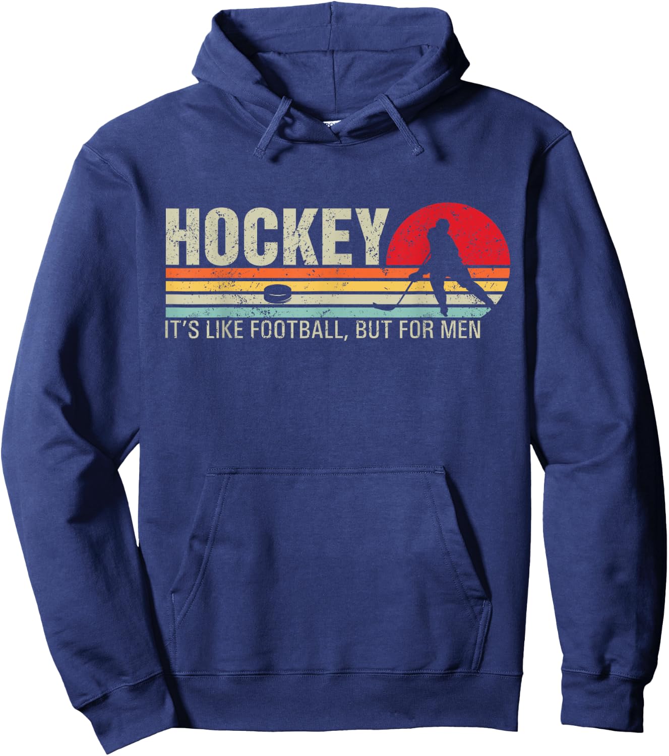 Hockey Its Like Football But Funny Retro Hockey Hoodie - Hoodie | Navy