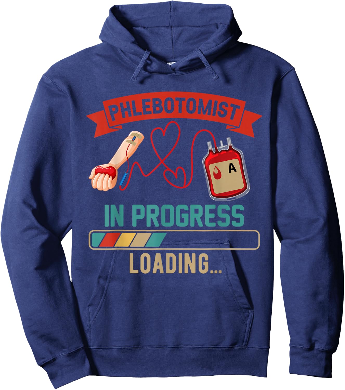 Vintage Phlebotomist In Progress Loading Proud Future Job Hoodie - Hoodie | Navy