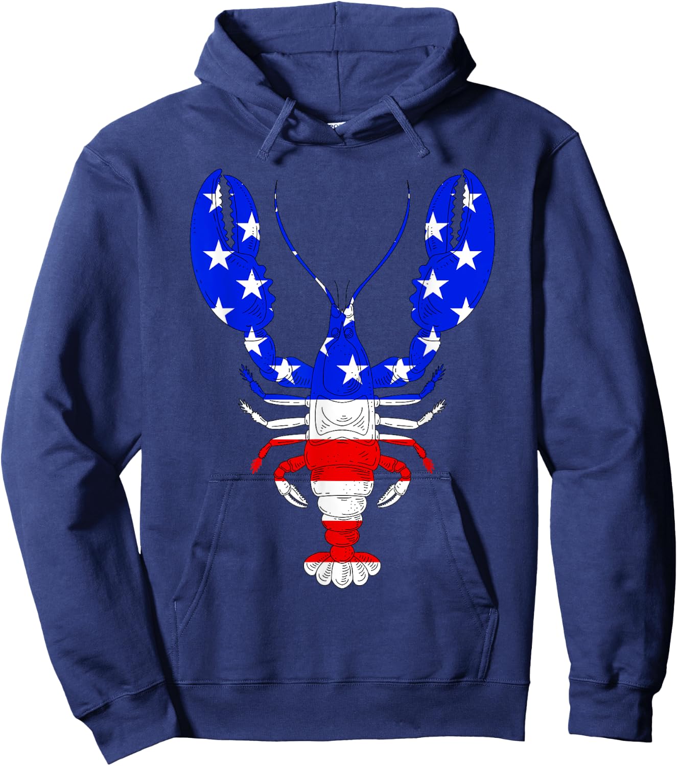 American Blue, White and Red Cool Lobsters Design Hoodie - Hoodie | Navy