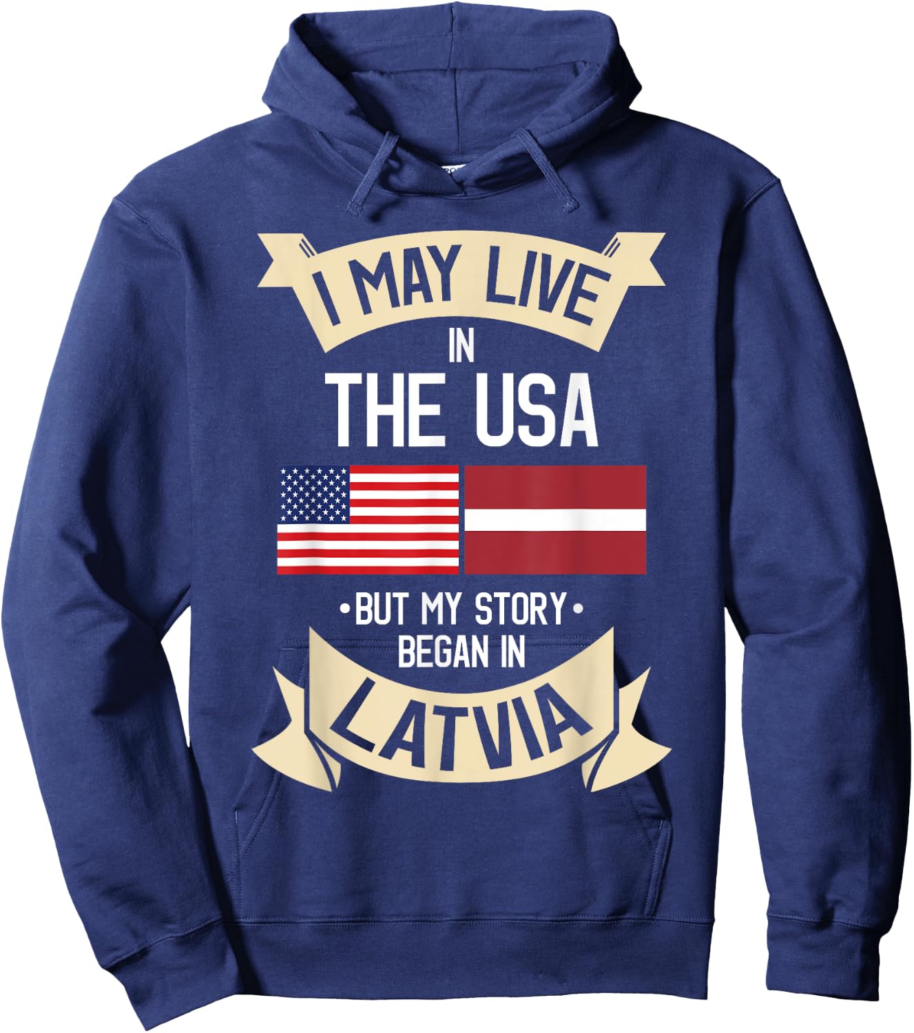 Latvia American Flag USA Latvian Roots Gifts Hoodie - Hoodie | Navy