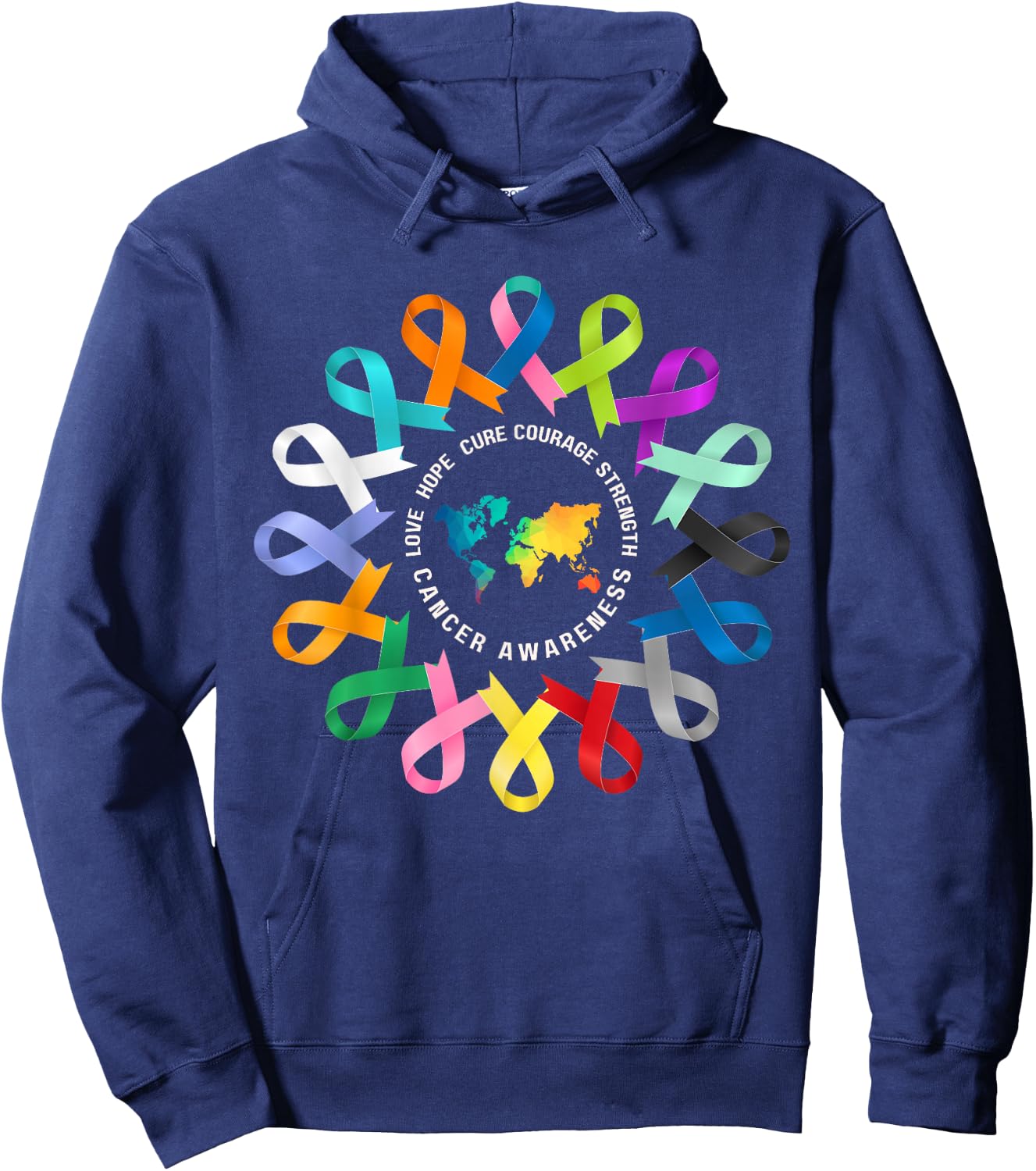 All Cancer Matters Awareness Fight Cancer Ribbon Support Hoodie - Hoodie | Navy