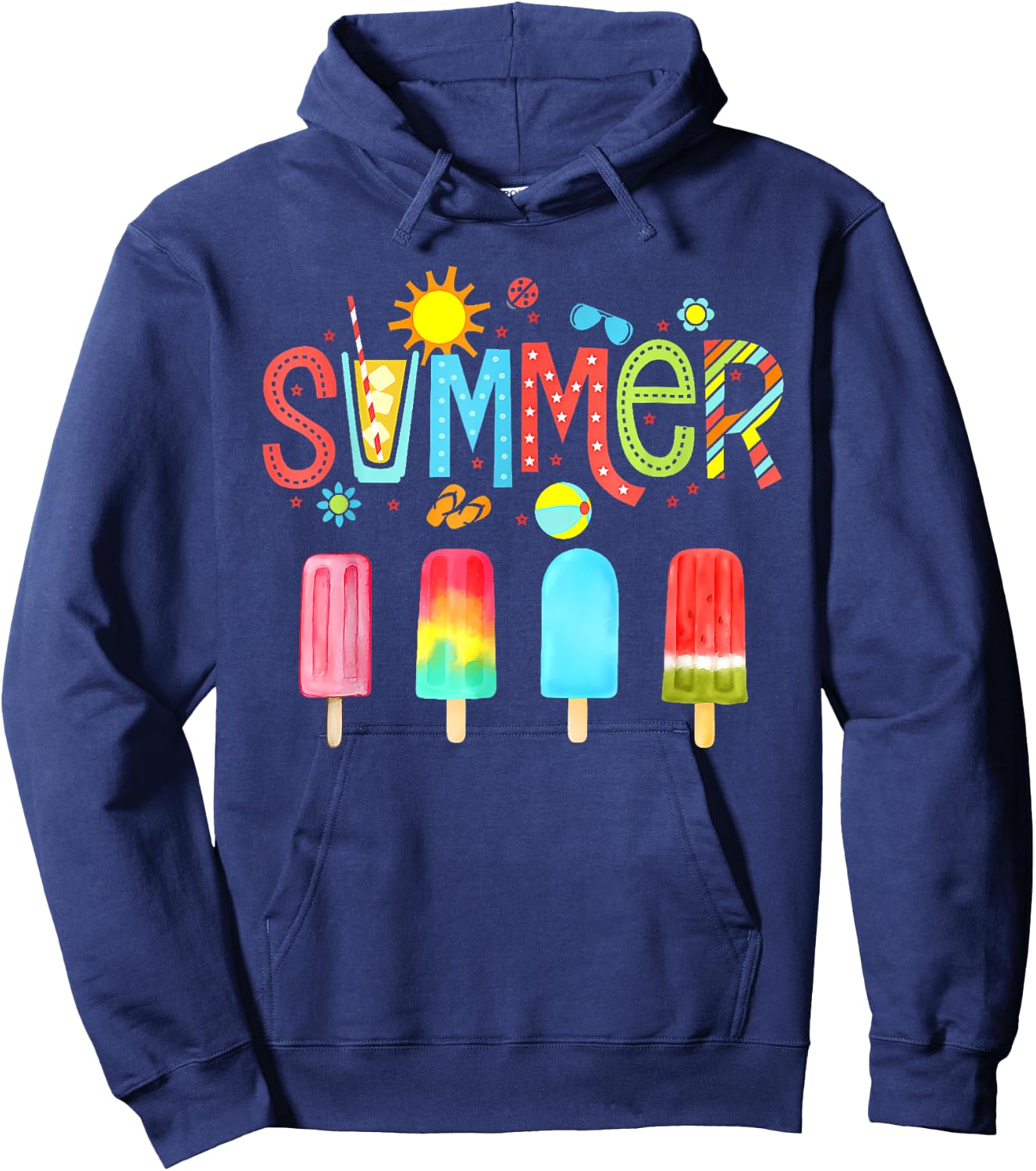 Hello Summer Vacation Ice Cream Popsicle Ice Lolly Gifts Men Women Girls Kids Hoodie - Hoodie | Navy