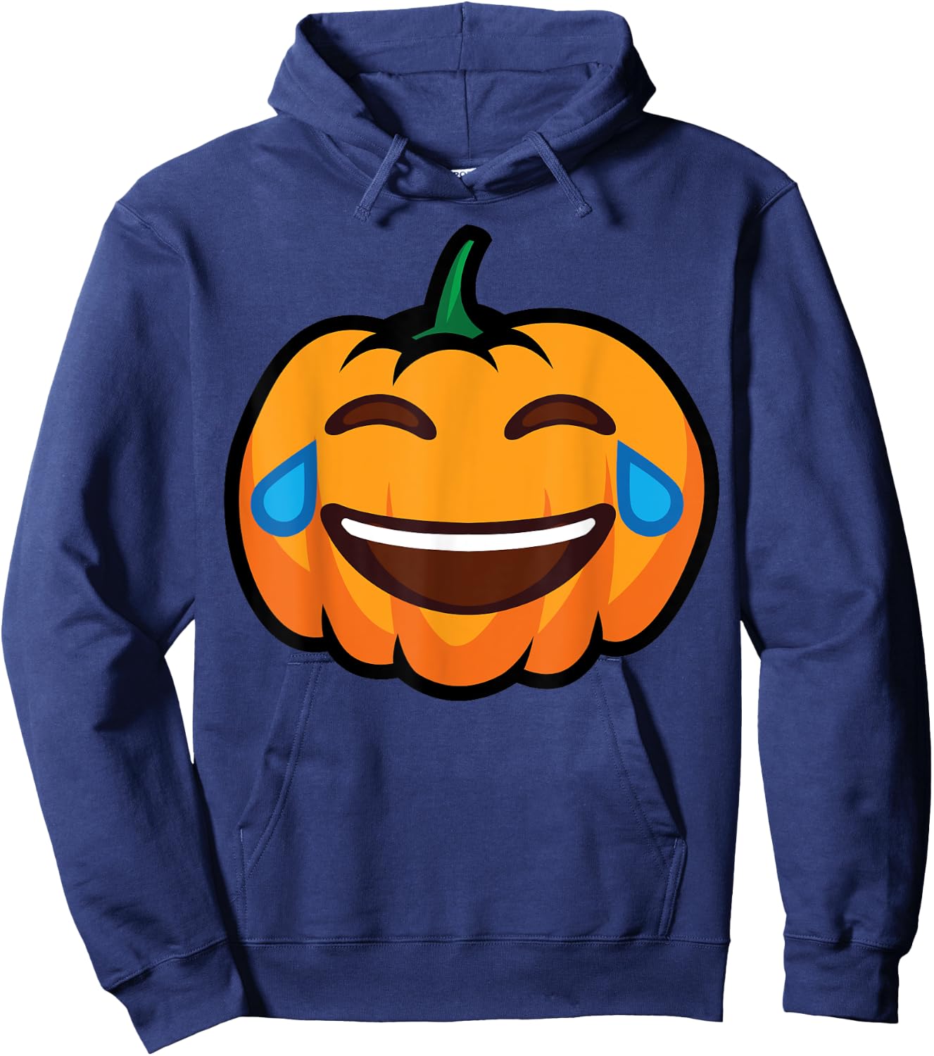 Pumpkin Two Eyes Wink Cry With Big Smile Halloween Costume Hoodie - Hoodie | Navy