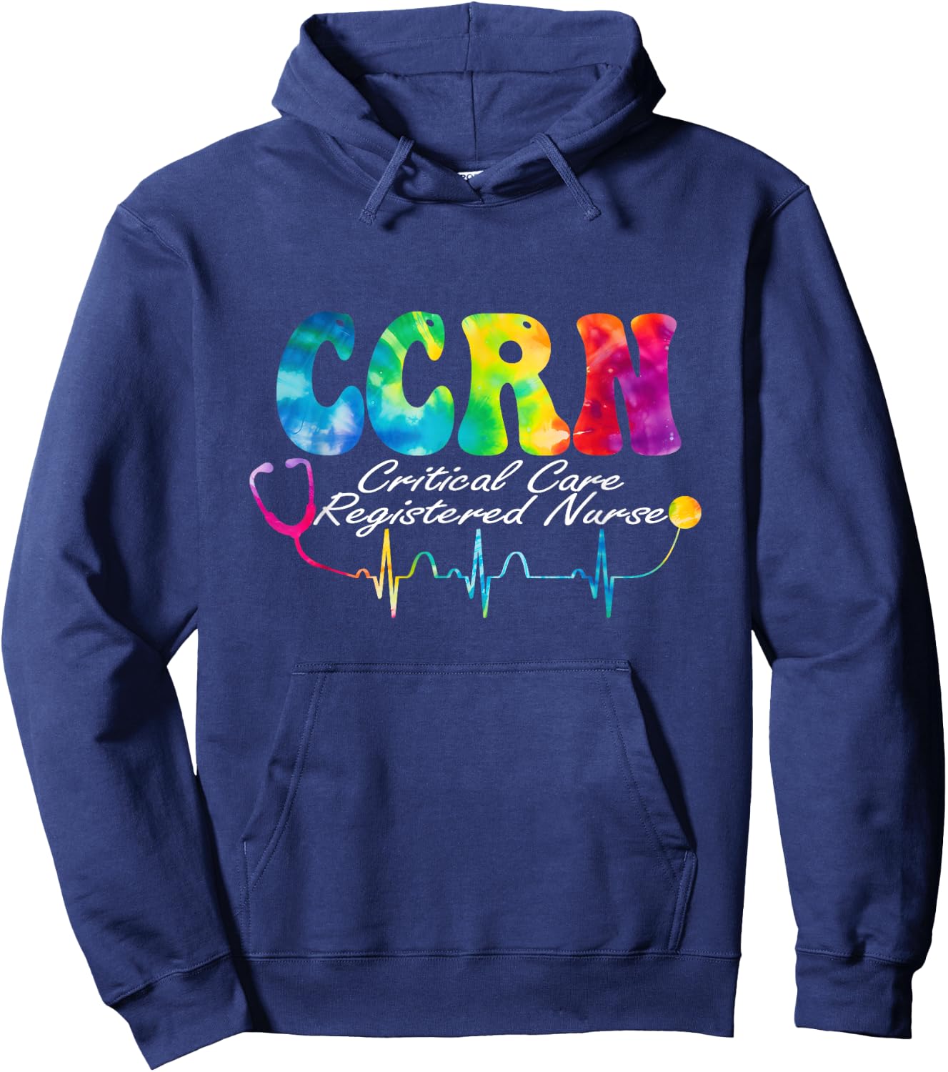 Critical Care Registered Nurse Tie Dye CCRN Nurse Hoodie - Hoodie | Navy