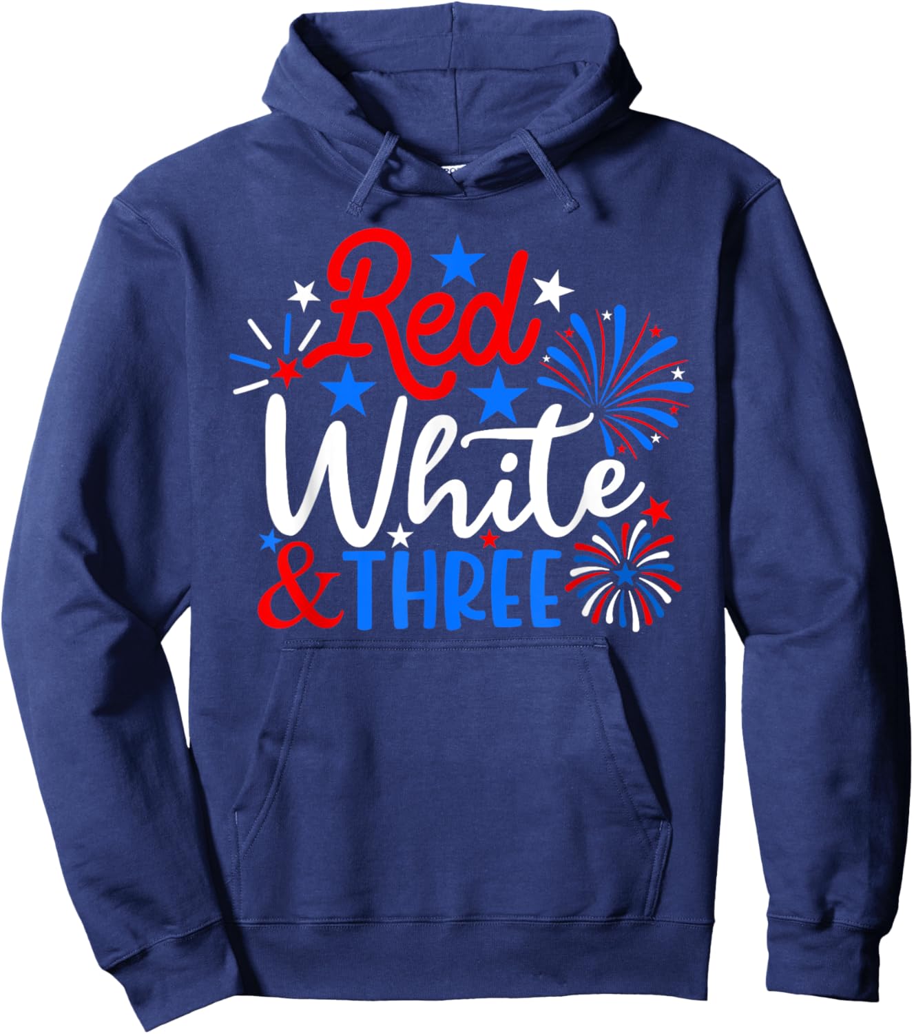 Red White And Three 4th Of July 3rd Birthday Patriotic Kids Men Hoodie - Hoodie | Navy