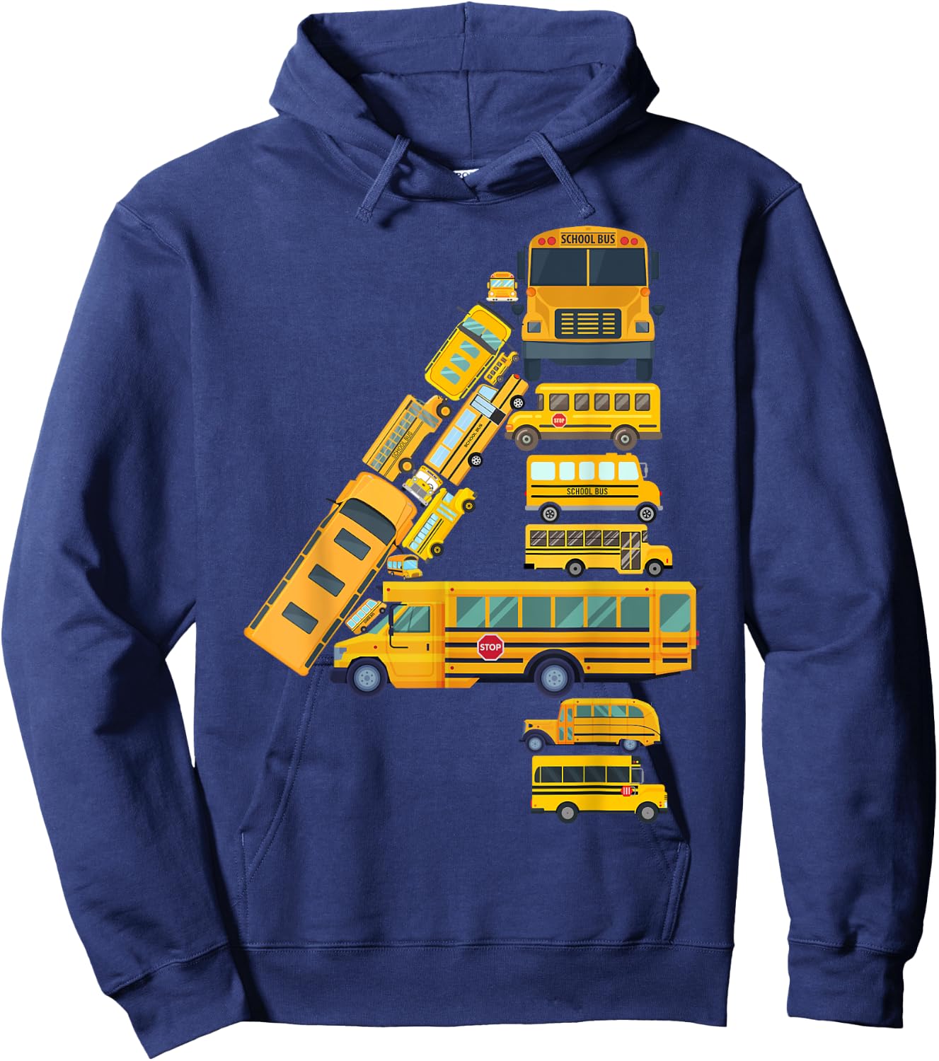Boys 4th Birthday School Bus Themed 4 Year Old Kids Girls Hoodie - Hoodie | Navy