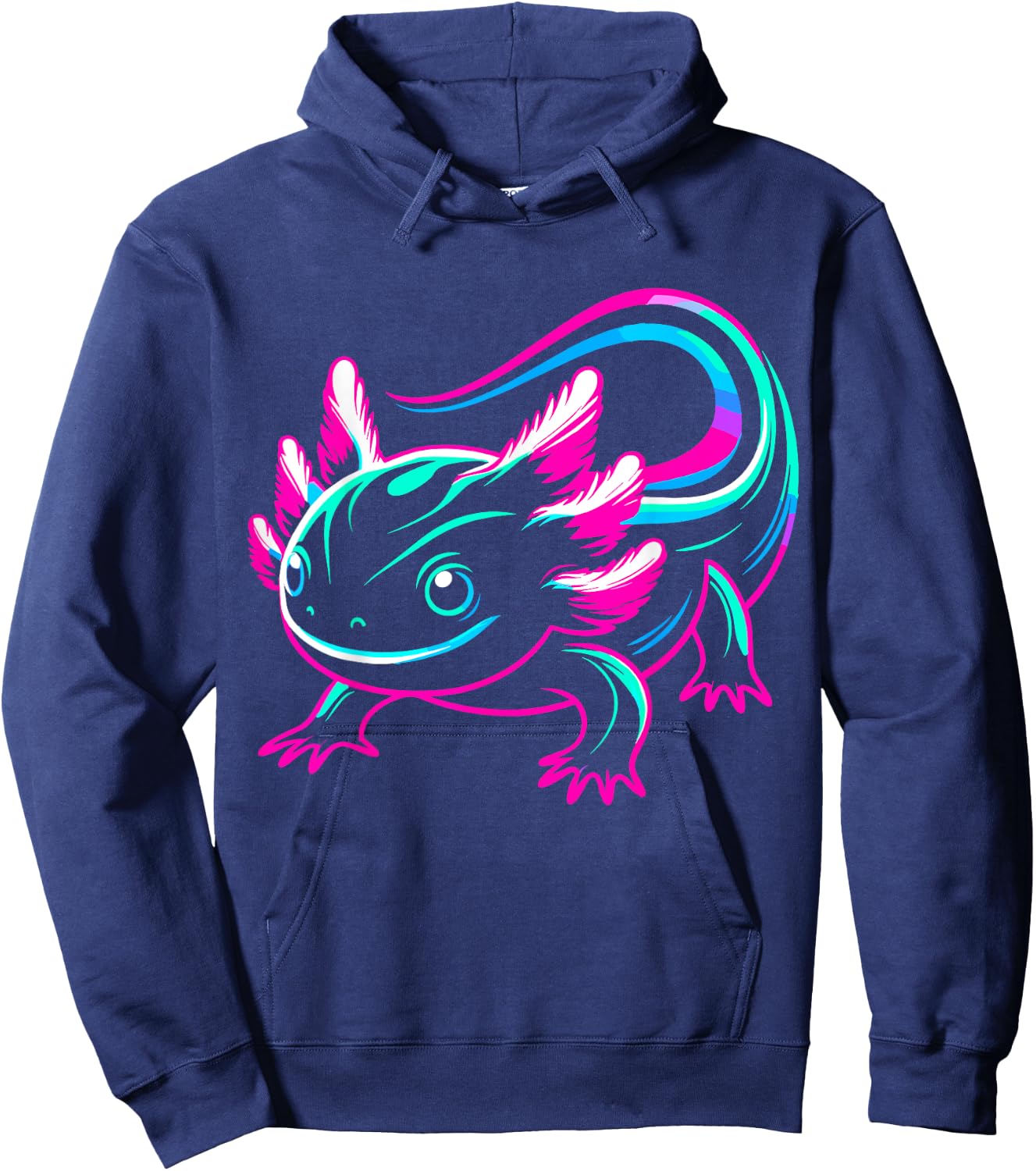 Neon Axolotl Hoodie - Hoodie | Navy