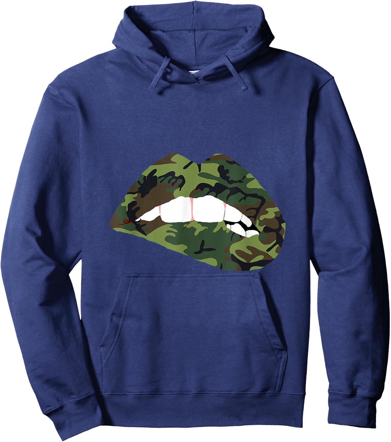 Camouflage Lips Mouth Military Kiss Me Biting Camo Kissing Small Hoodie - Hoodie | Navy