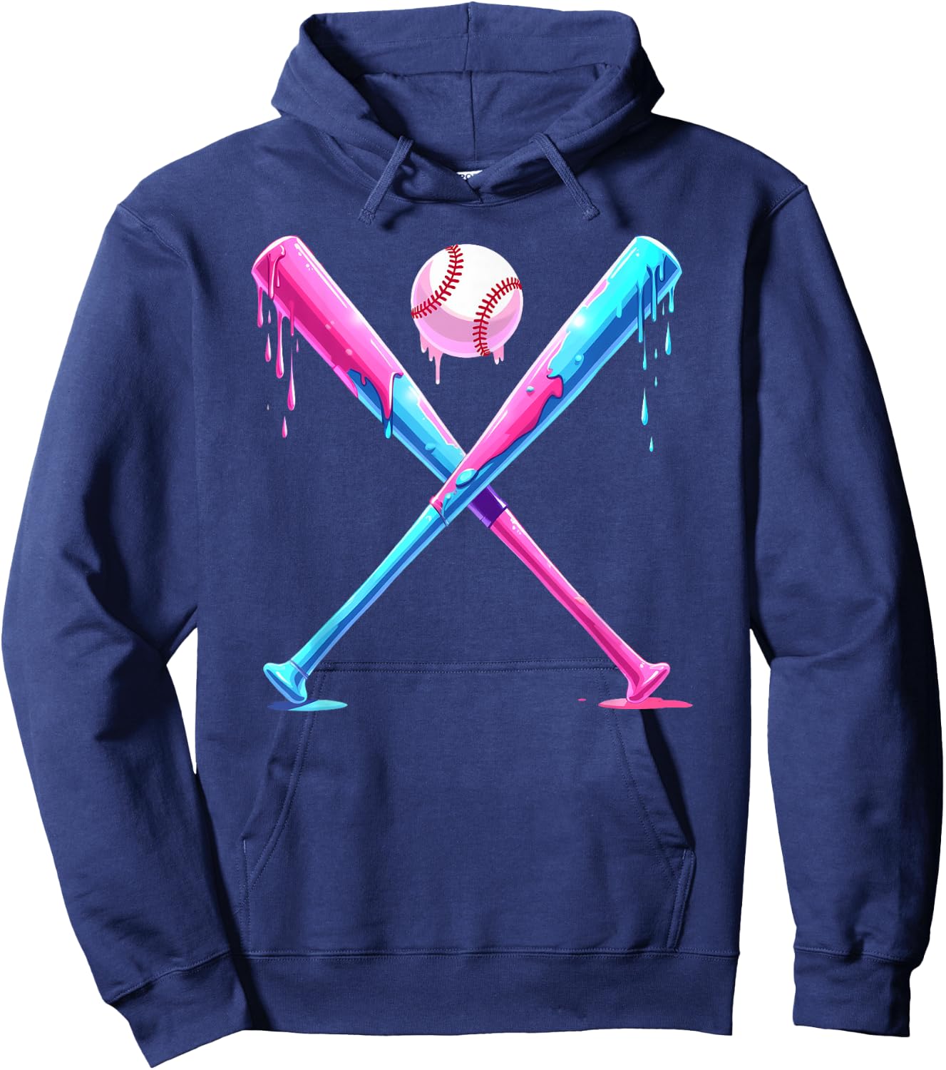 Baseball Home Plate Social Club for Boy Ice Cream Drip Hoodie - Hoodie | Navy