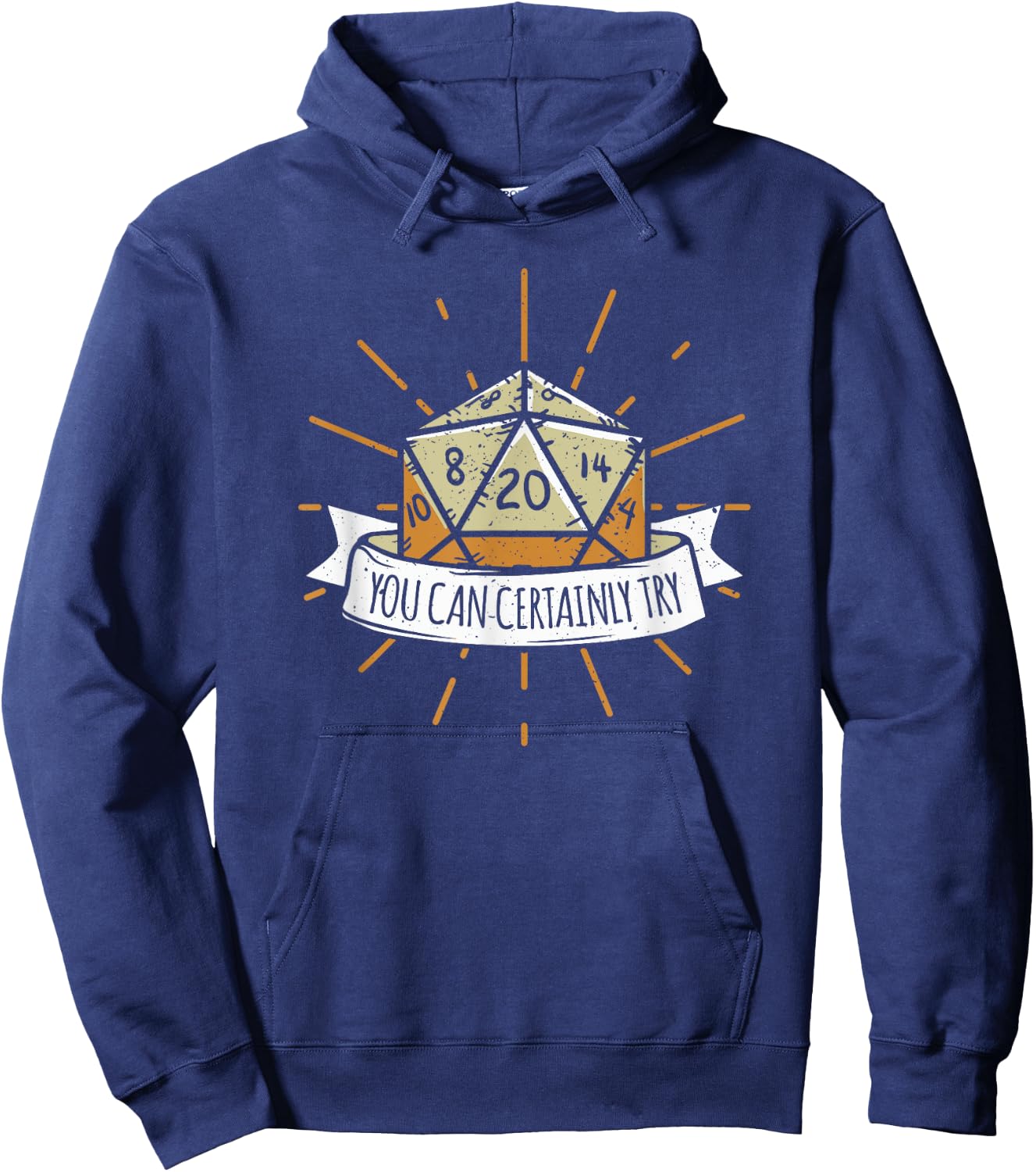 Nerd Tischspiel Dungeon You Can Certainly Try Dragon Dice Wizard Gamer Adult Women's Black Modern Classic Crew Collar Short Sleeve Hoodie - Hoodie | Navy