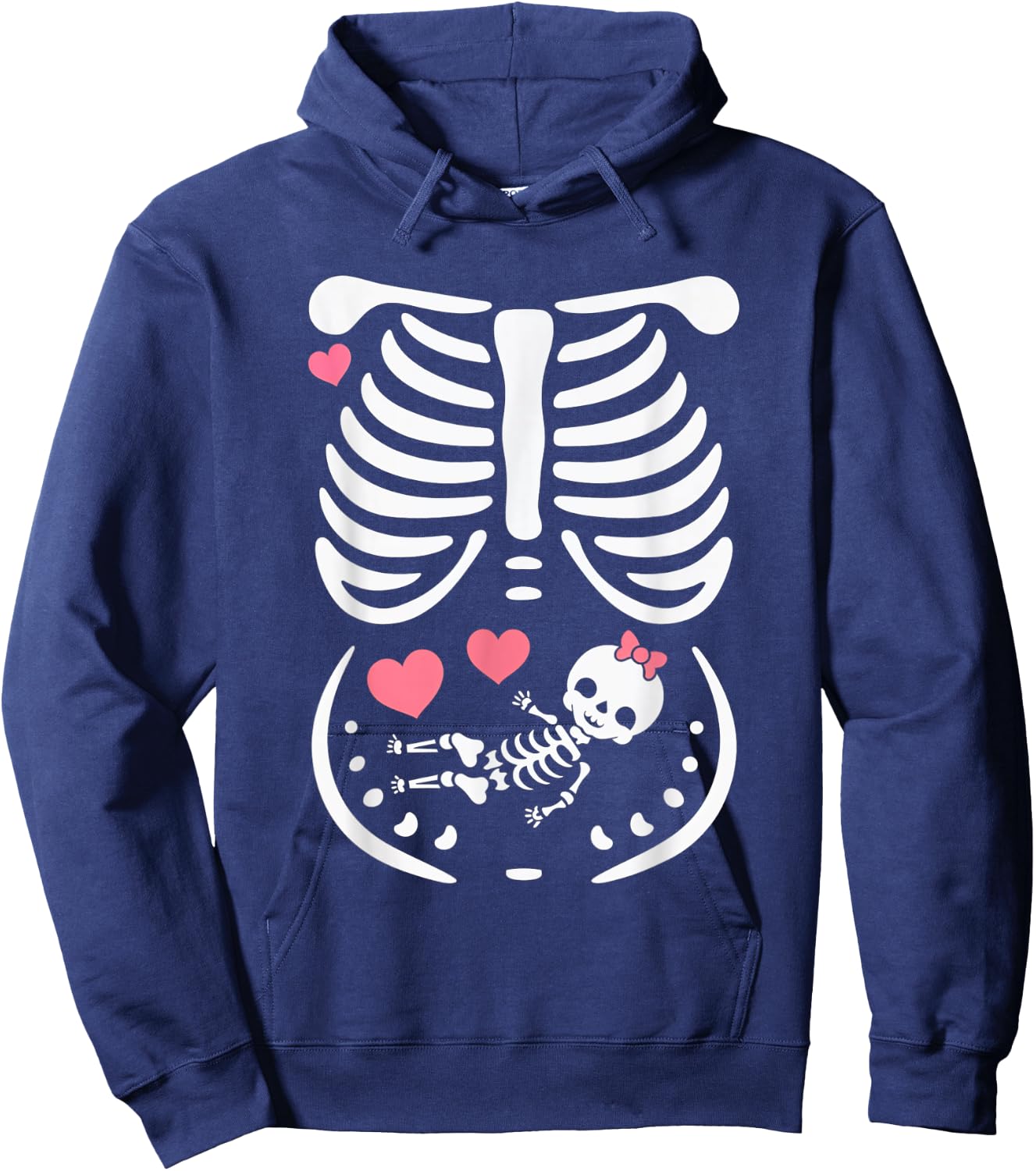 Maternity Skeleton Baby Love Hearts Cute Pregnancy Hoodie - Hoodie | Navy