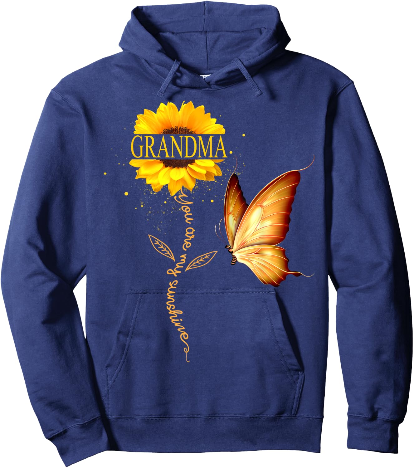 Grandma You Are My Sunshine Butterfly Sunflower Mother's Day Men Women Hoodie - Hoodie | Navy