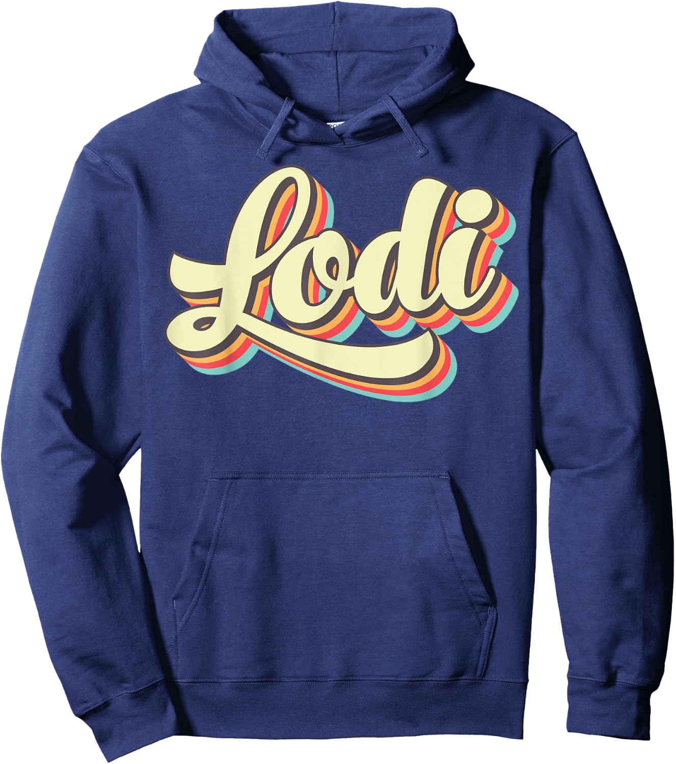 Lodi Retro Art Baseball Font Vintage Hoodie - Hoodie | Navy