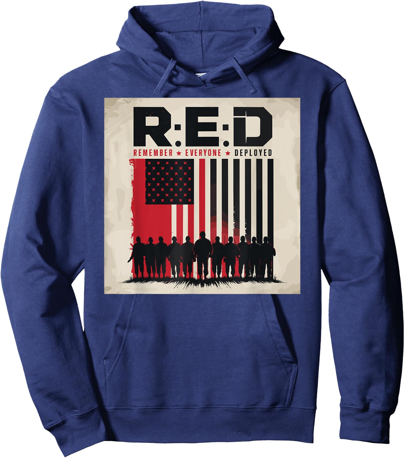 Remember Everyone Deployed Patriotic Veteran American Flag Hoodie - Hoodie | Navy