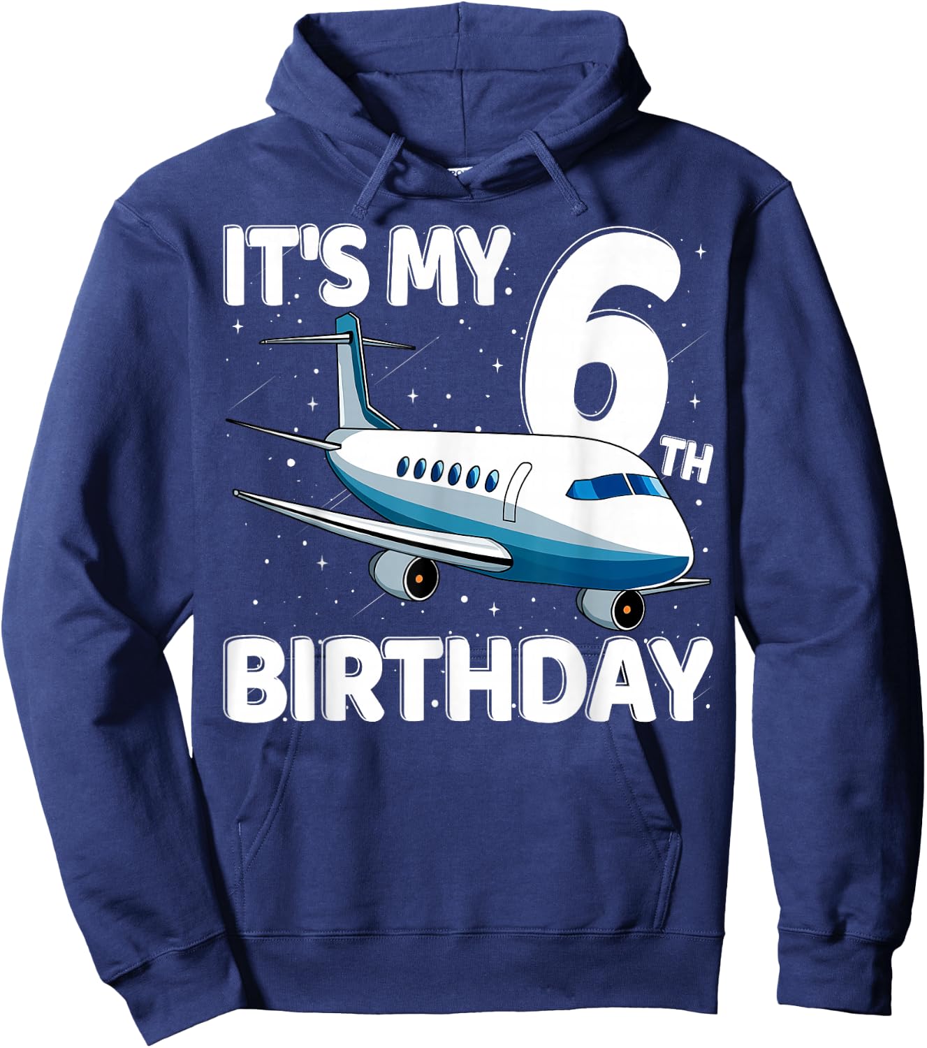 It's My 6th Birthday Airplane 6 year old Birthday Boy Girl Hoodie - Hoodie | Navy