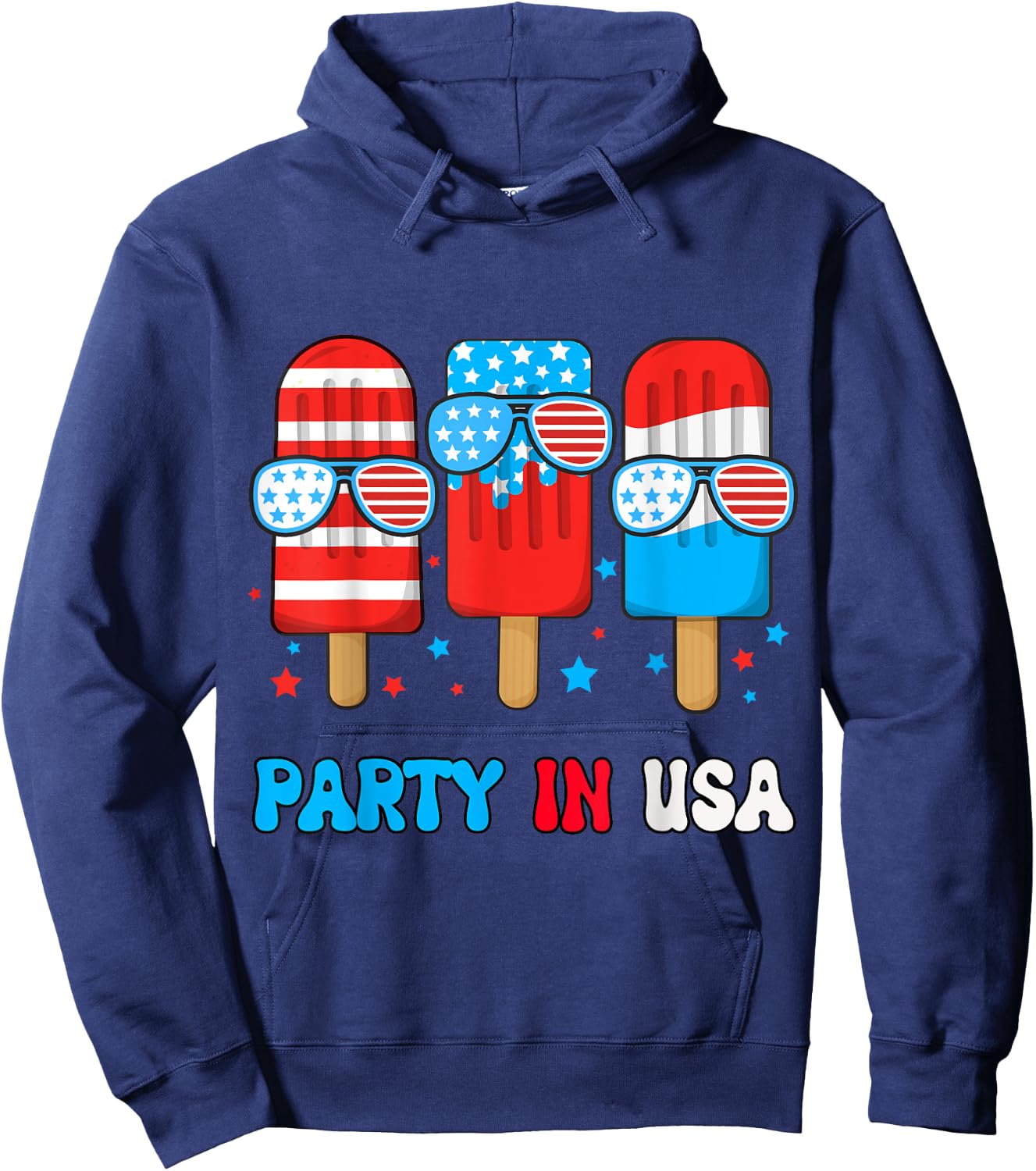 Party In USA Popsicle-Shirt Toddler Boy American Flag USA Hoodie - Hoodie | Navy