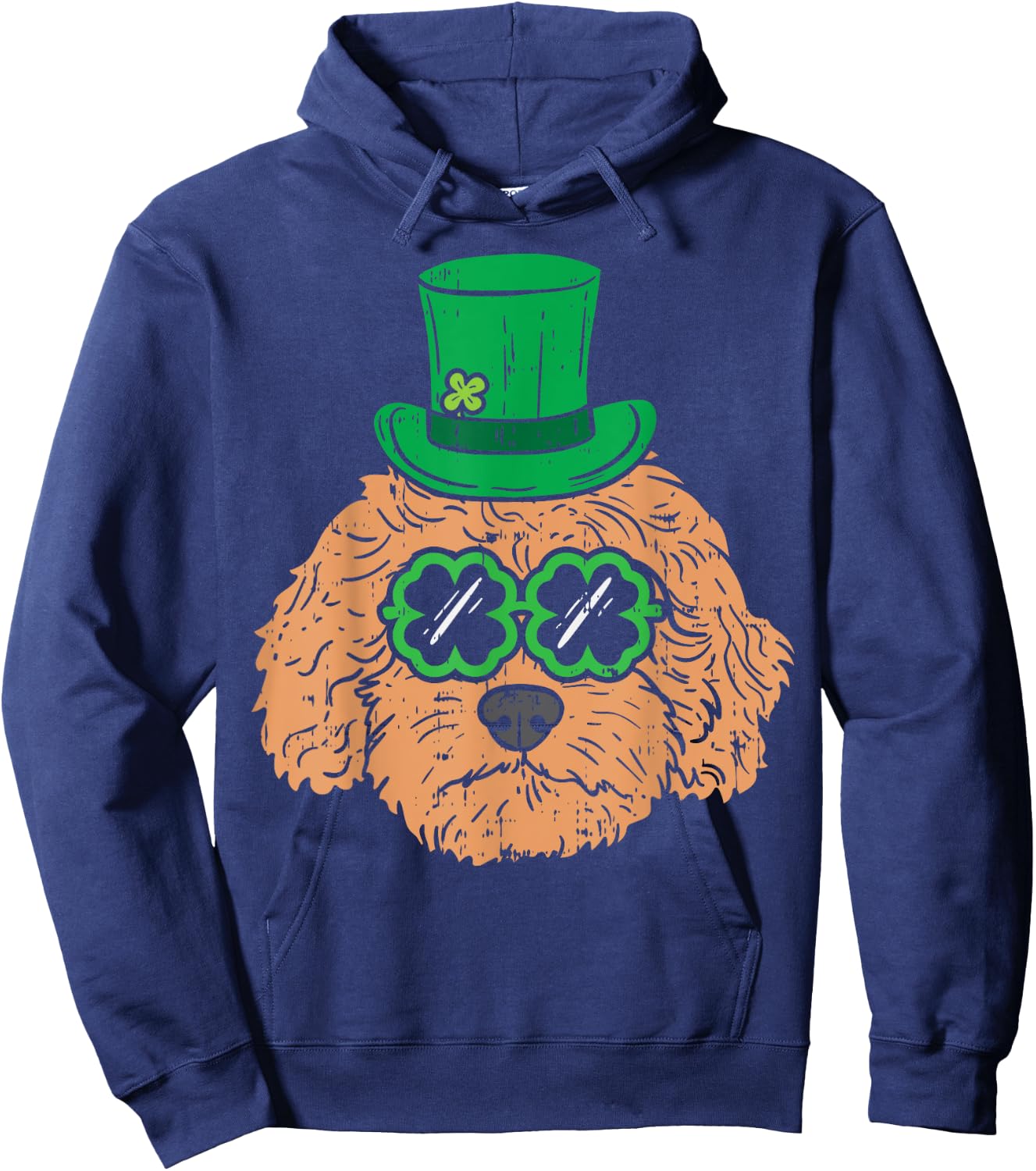 Irish Goldendoodle Doodle Dog Funny St Patricks Day Pet Gift Men Women Kids Hoodie - Hoodie | Navy