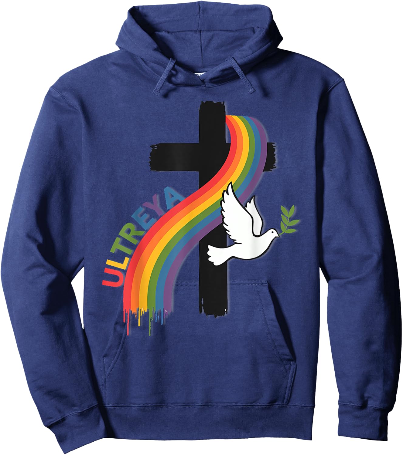 DeColores Cursillo Rainbow Rooster Catholic Hoodie - Hoodie | Navy
