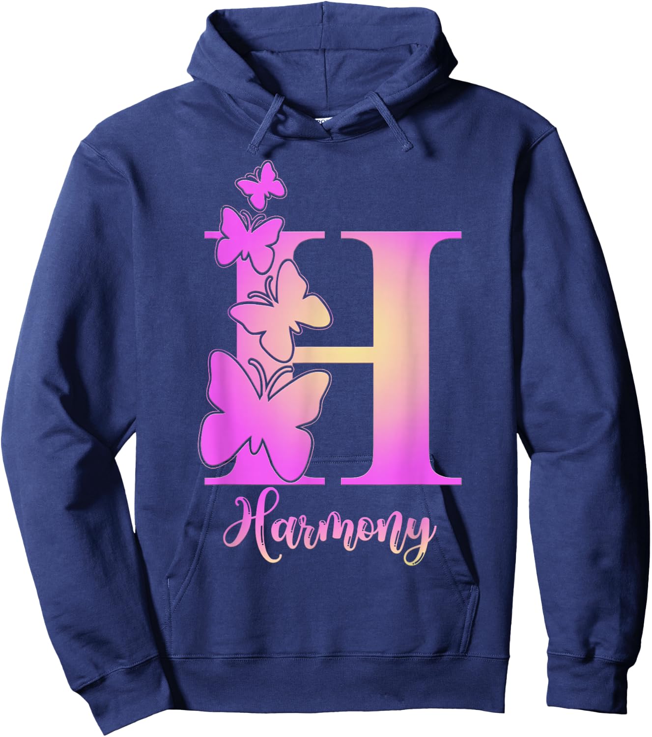 Harmony, cute personalized butterfly custom kids girls name Hoodie - Hoodie | Navy
