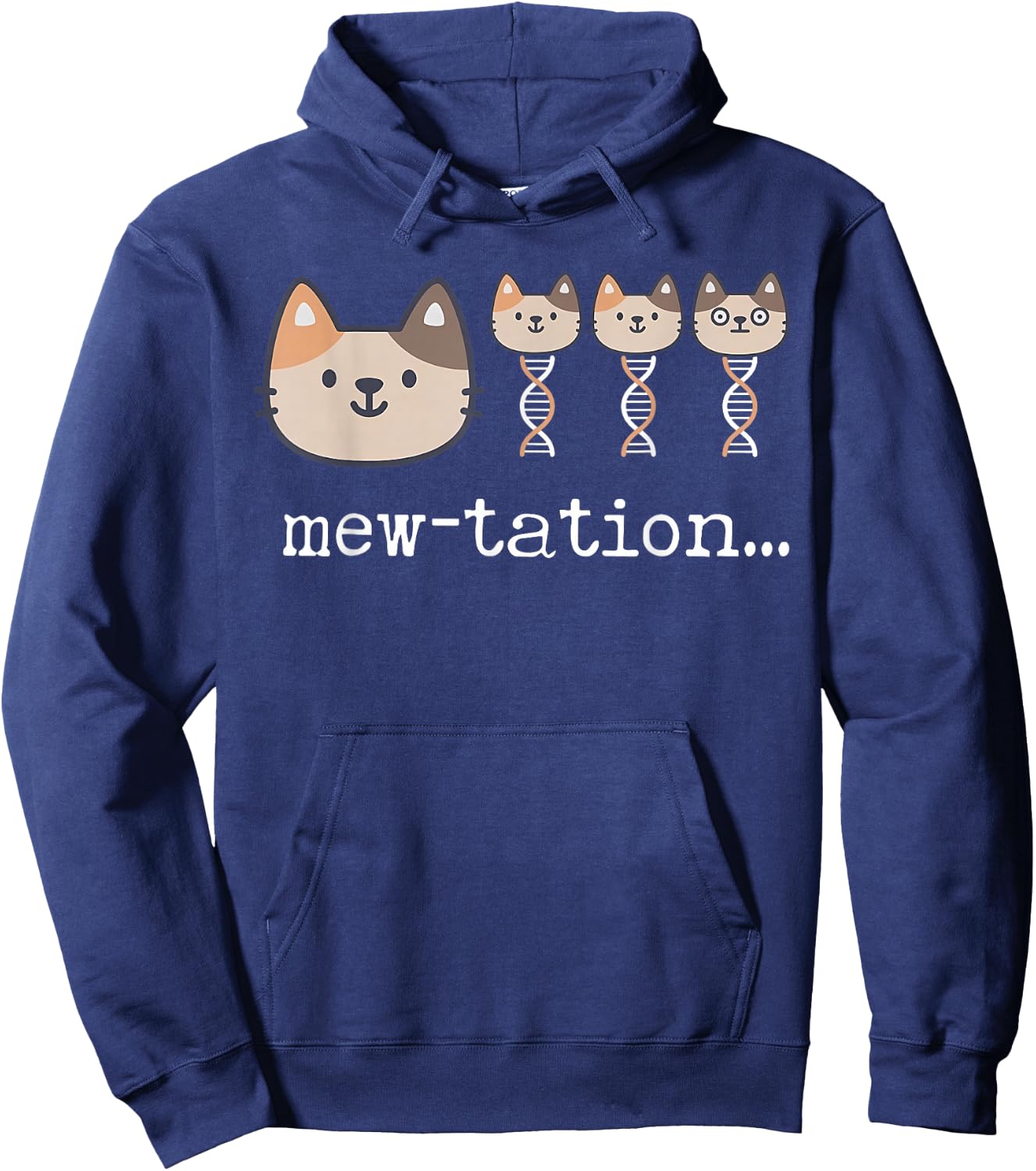 Mew-tation Funny Cat Science DNA Cells Biology Teacher Hoodie - Hoodie | Navy