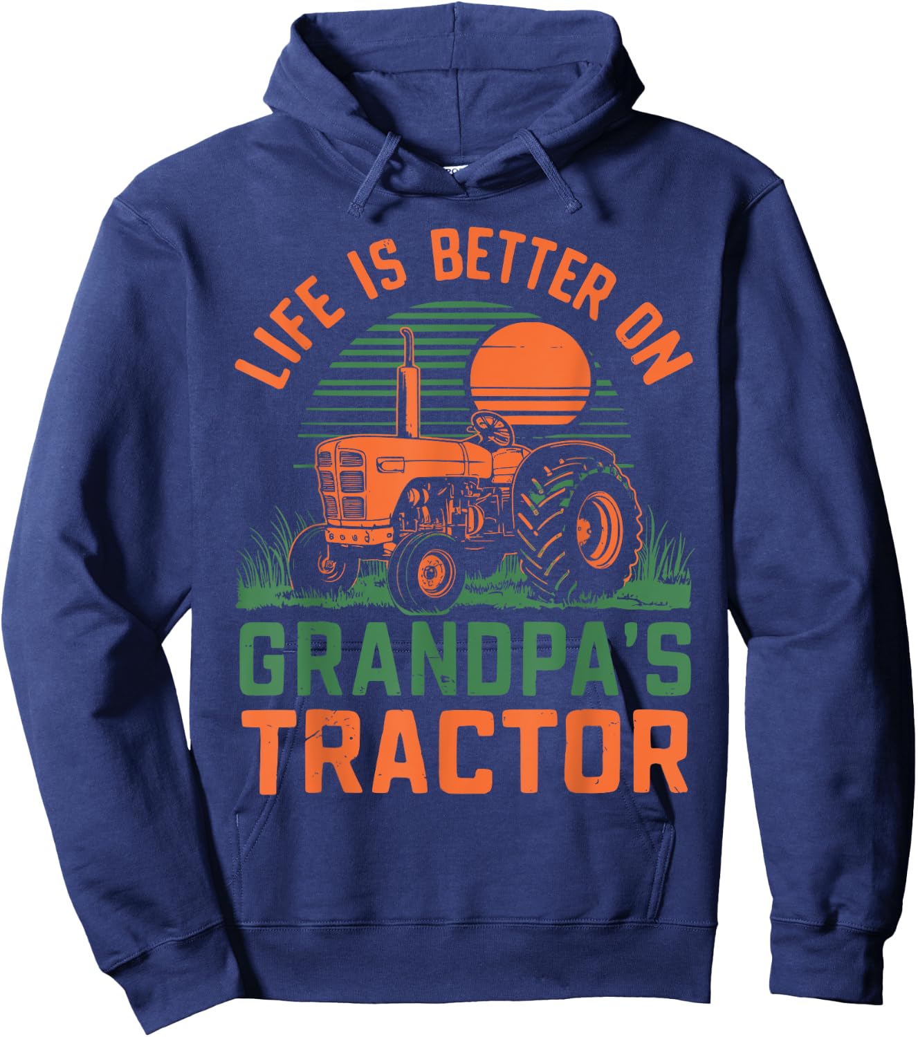 Young Farmer Tractor Boy Life Is Better On Grandpa's Tractor Hoodie - Hoodie | Navy