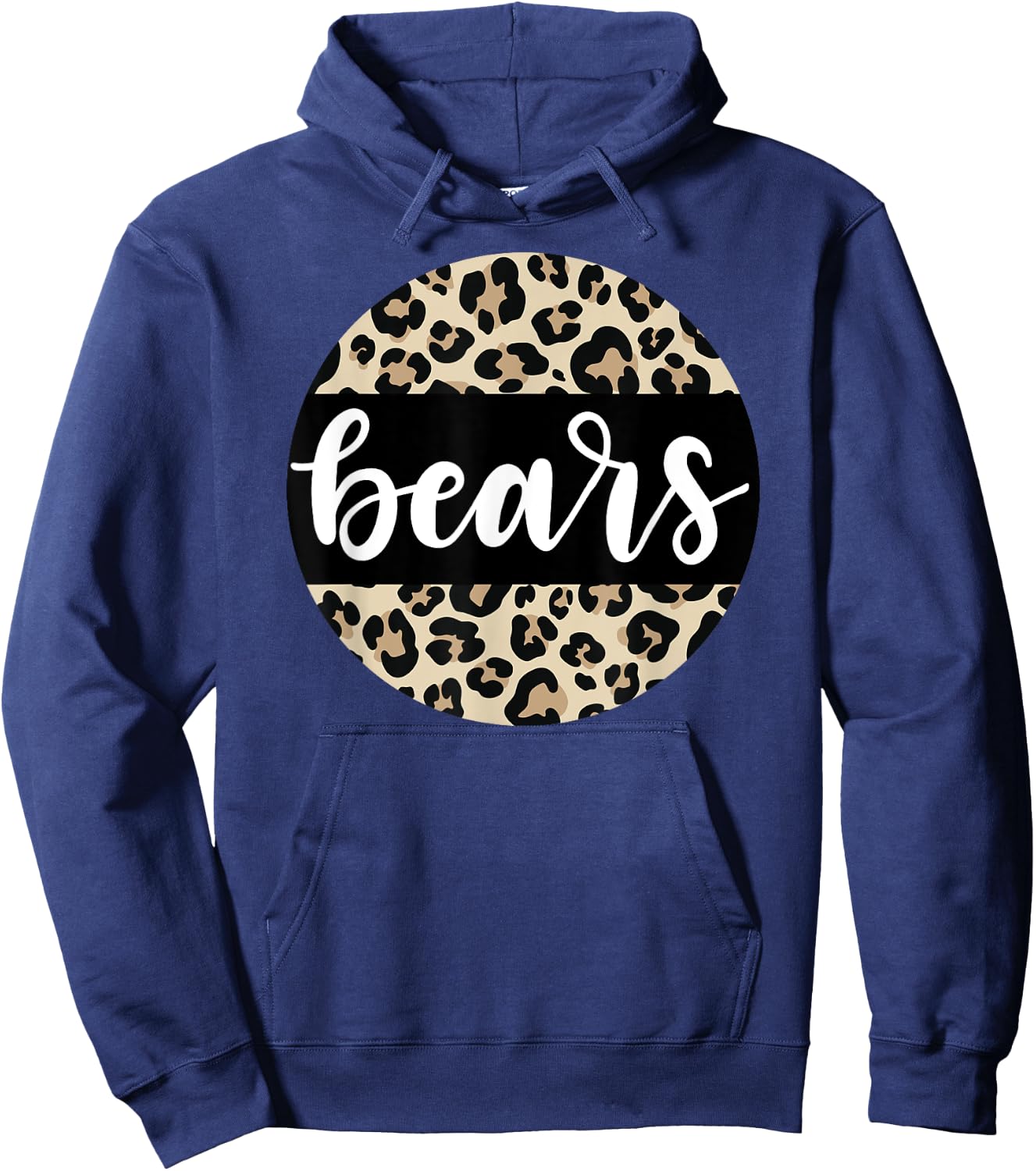 Leopard Print Bears Team Mascot School Spirit Game Night Hoodie - Hoodie | Navy