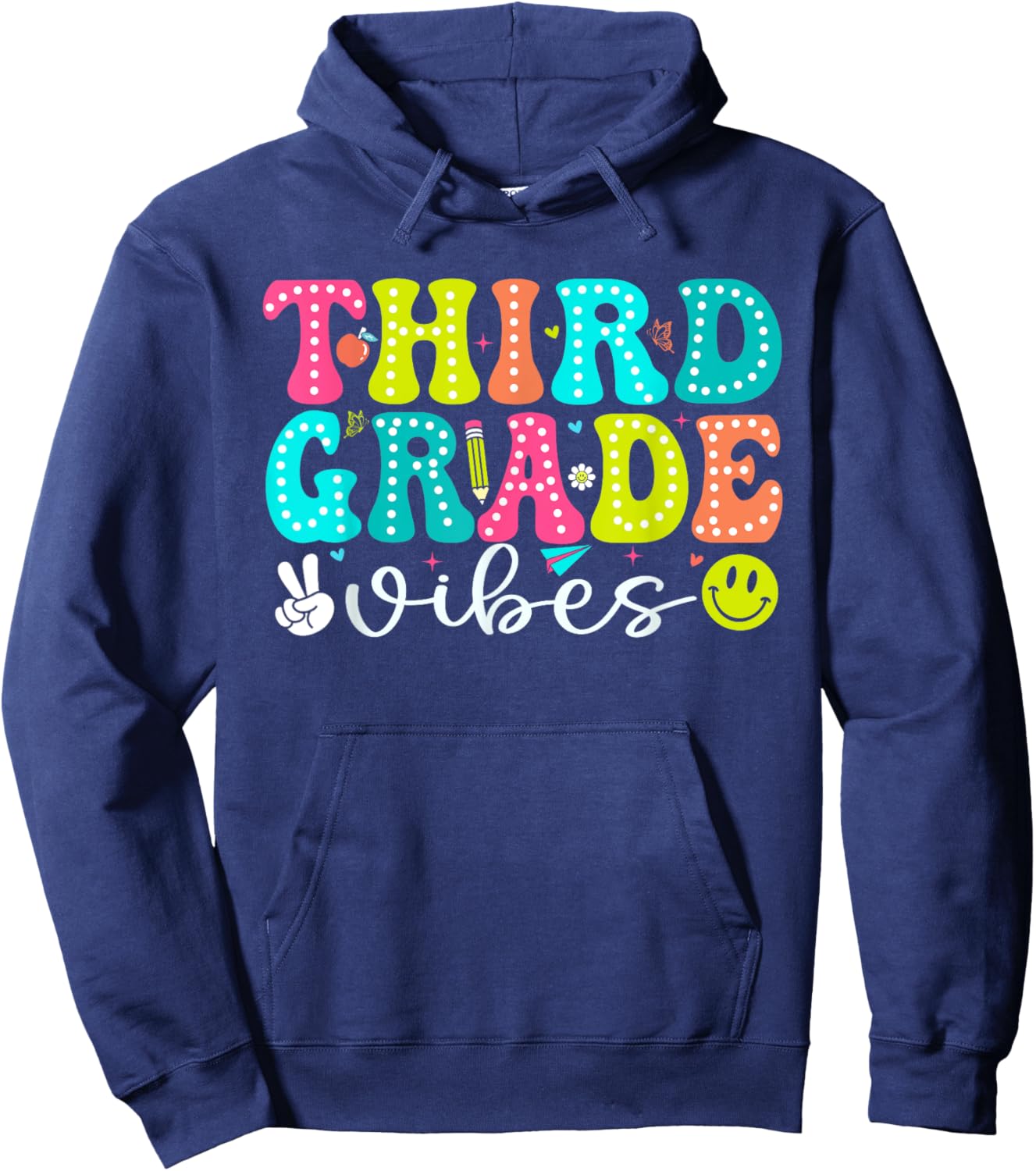 Third Grade Vibes Shirt 3rd Grade Teacher 1st Day of School Hoodie - Hoodie | Navy