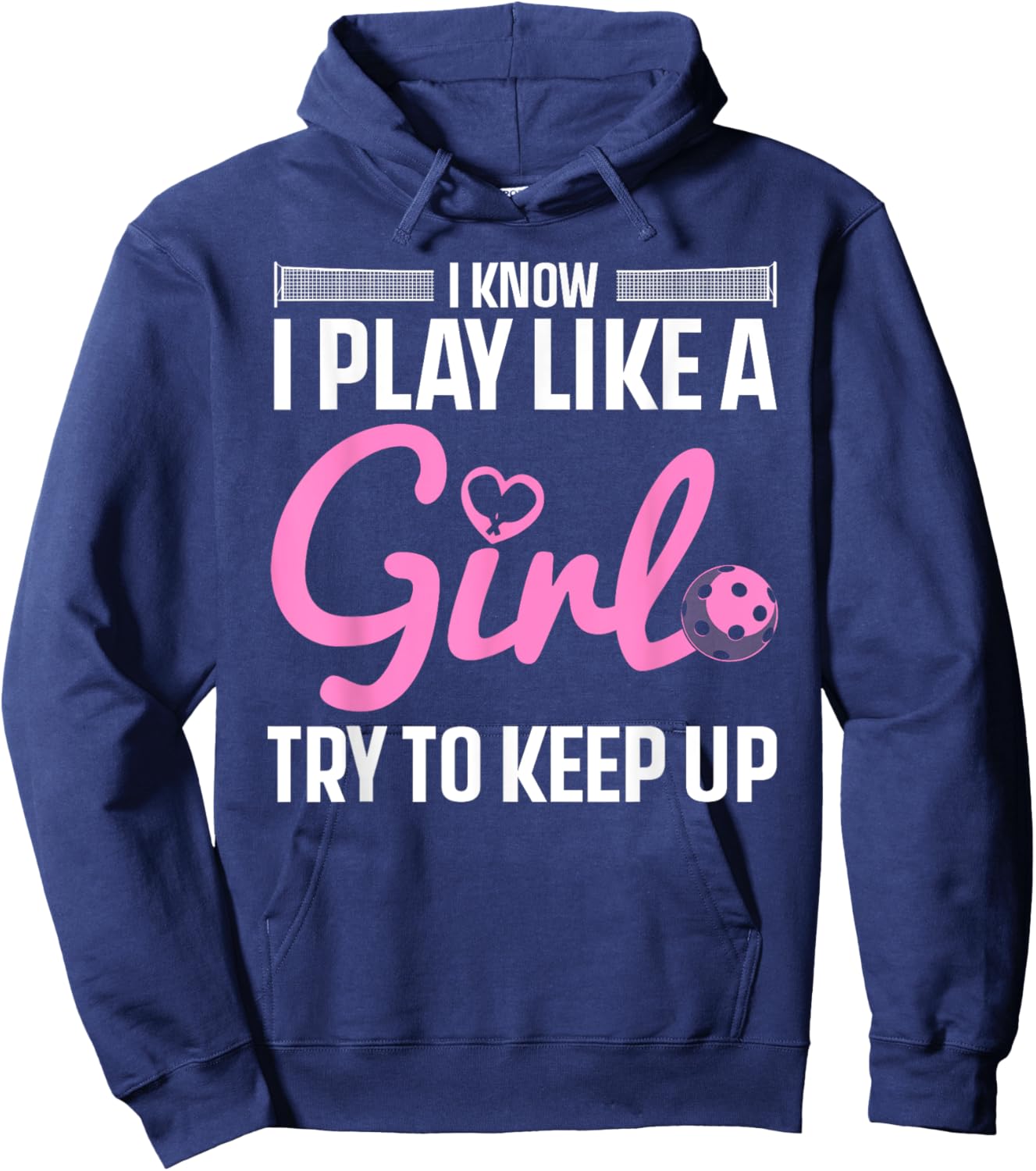 Unique Pickleball Design Girls Pickle Ball Player Hoodie - Hoodie | Navy