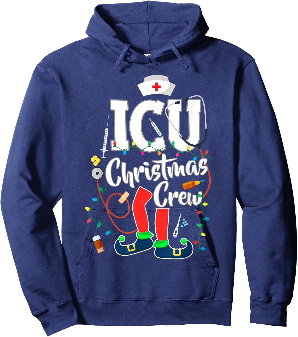 ICU Christmas Crew ICU Nurse Hoodie - Hoodie | Navy