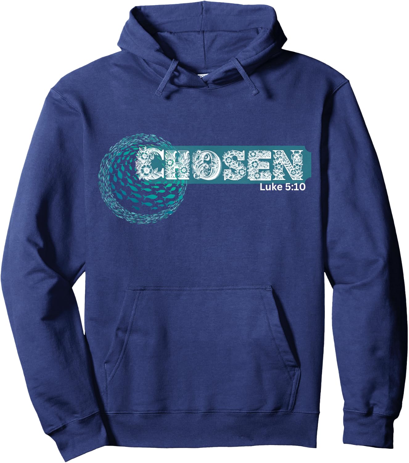 CHOSEN x Fish swim against current x Bible verse Hoodie - Hoodie | Navy