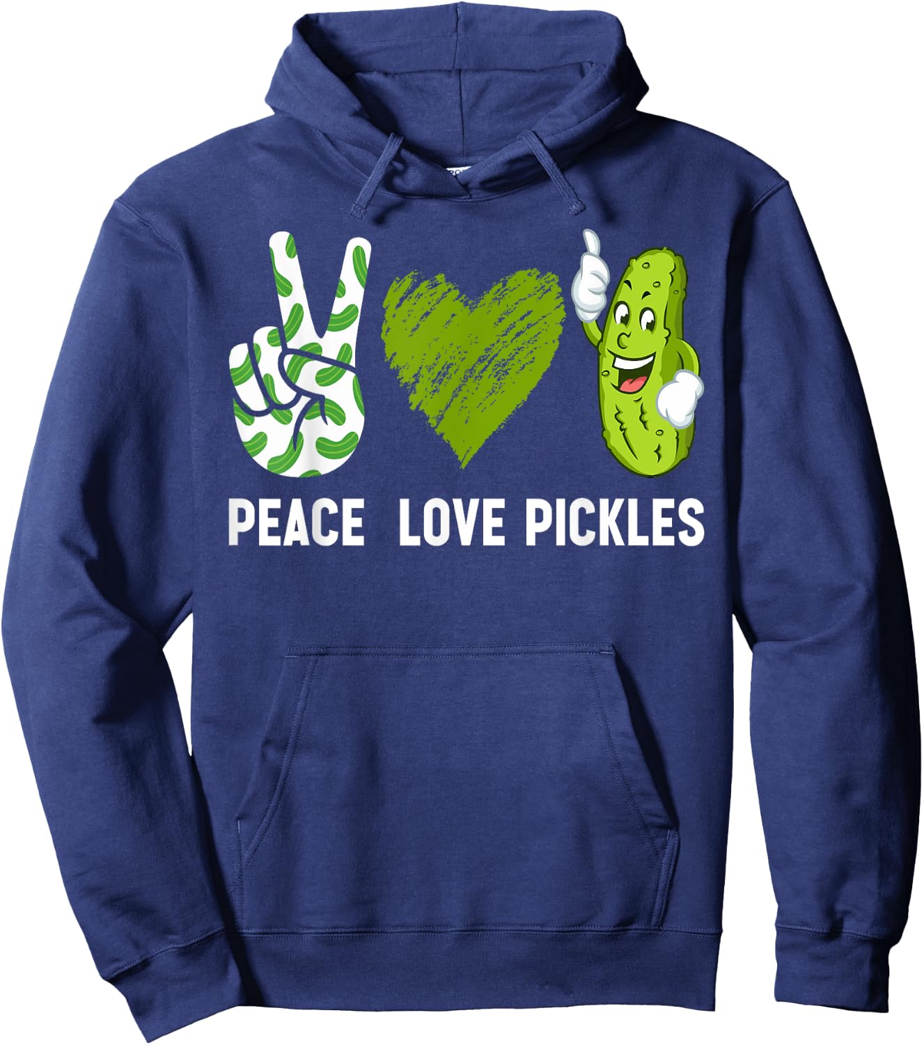 Peace, Love Pickles Retro Pickles Lover Food Lover Hoodie - Hoodie | Navy