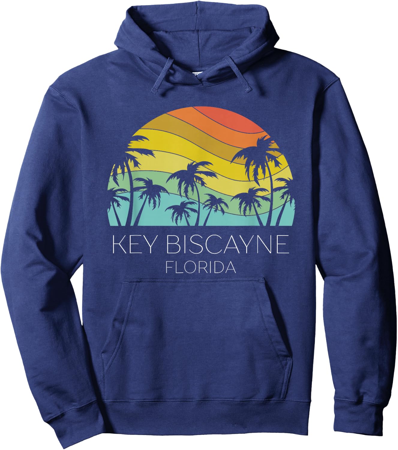 Key Biscayne Florida Beach Retro Souvenir Summer Keys Surf Hoodie - Hoodie | Navy