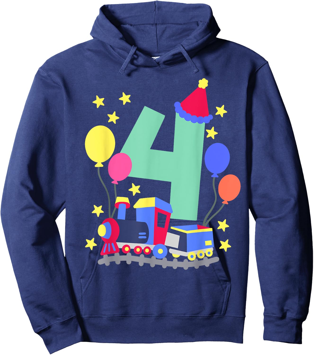 4th Birthday Train Lovers I'm 4 Boys Kids Four Years Old Hoodie - Hoodie | Navy