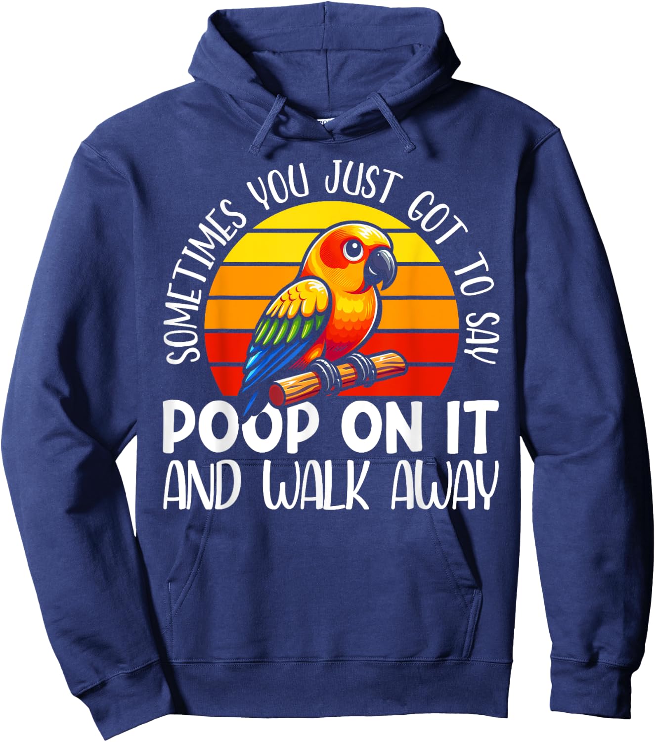 Sun Conure Parakeet - Adults, Kids - Black - Bird Print - Short Sleeve - - Small Hoodie - Hoodie | Navy