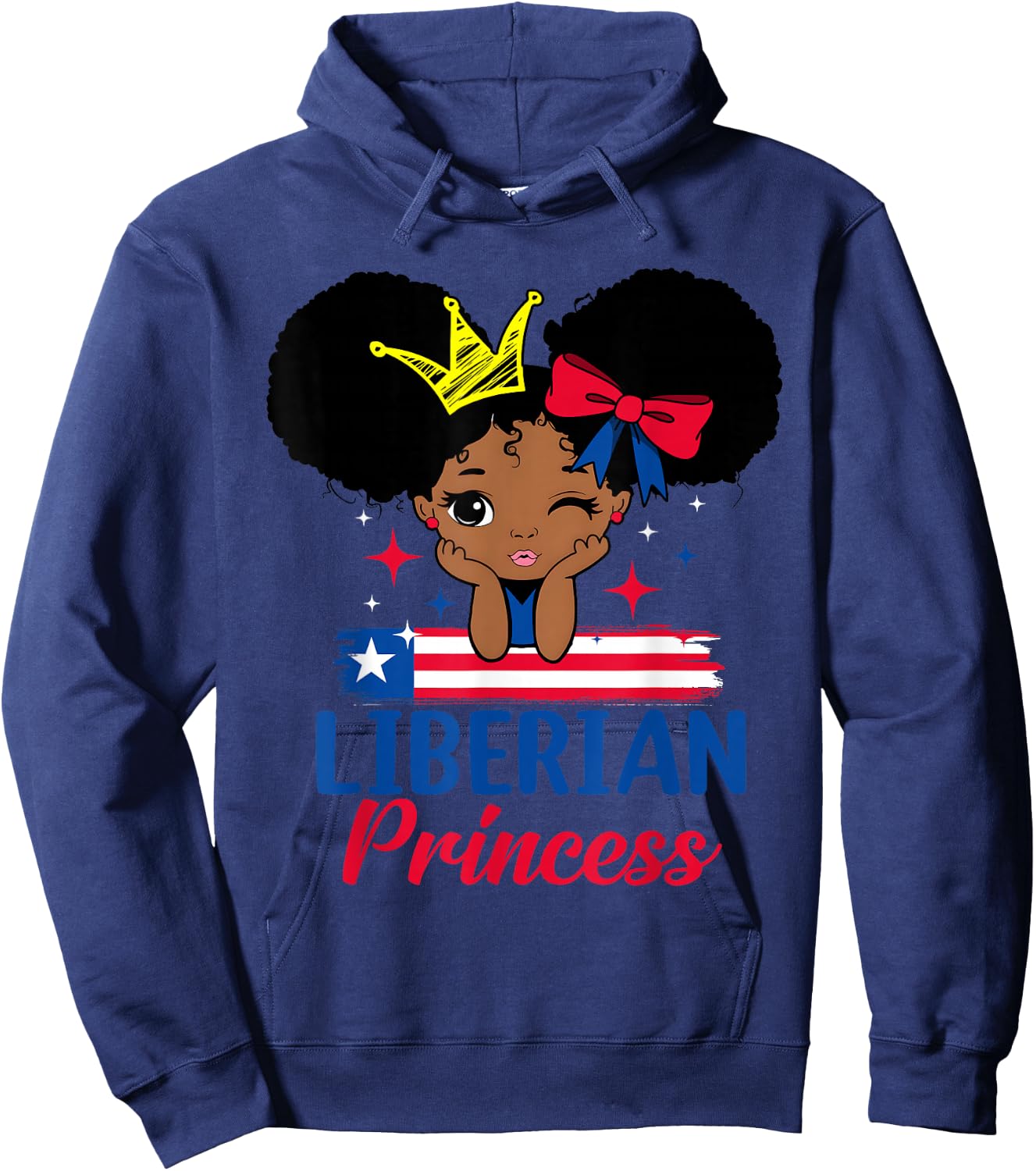 Liberian Princess Liberia Girl Melanin Cute Liberian Flag Hoodie - Hoodie | Navy