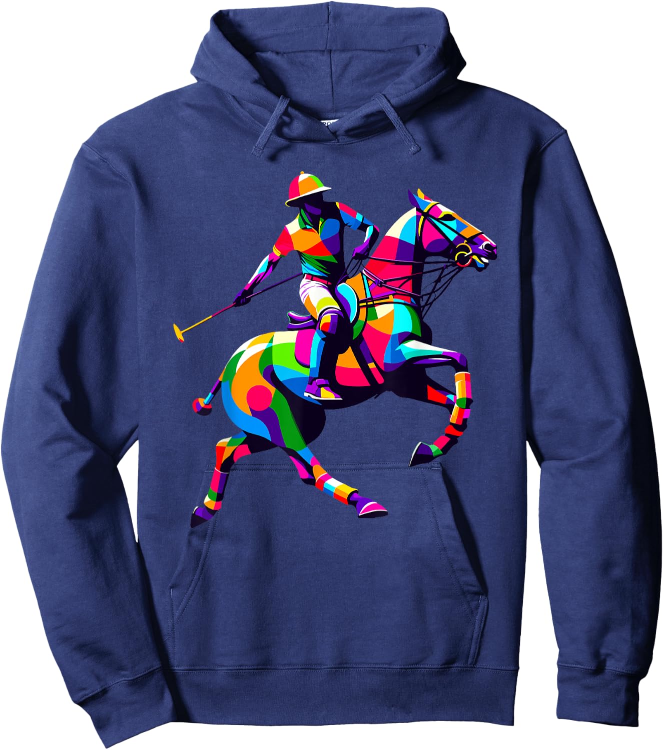 Pop Art Polo Horseback Riding Horses Equestrian Horse Hoodie - Hoodie | Navy