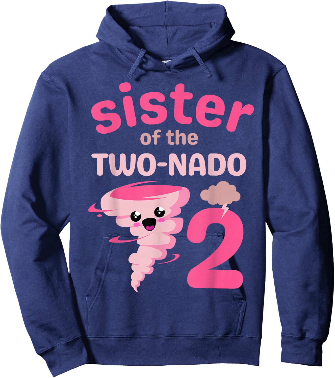 Sister of the Two-nado Tornado Theme 2nd Birthday Party Kids Hoodie - Hoodie | Navy