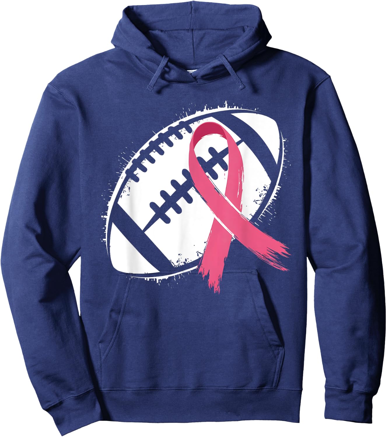 Tackle Cancer Pink Ribbon Football Breast Cancer Awareness Hoodie - Hoodie | Navy